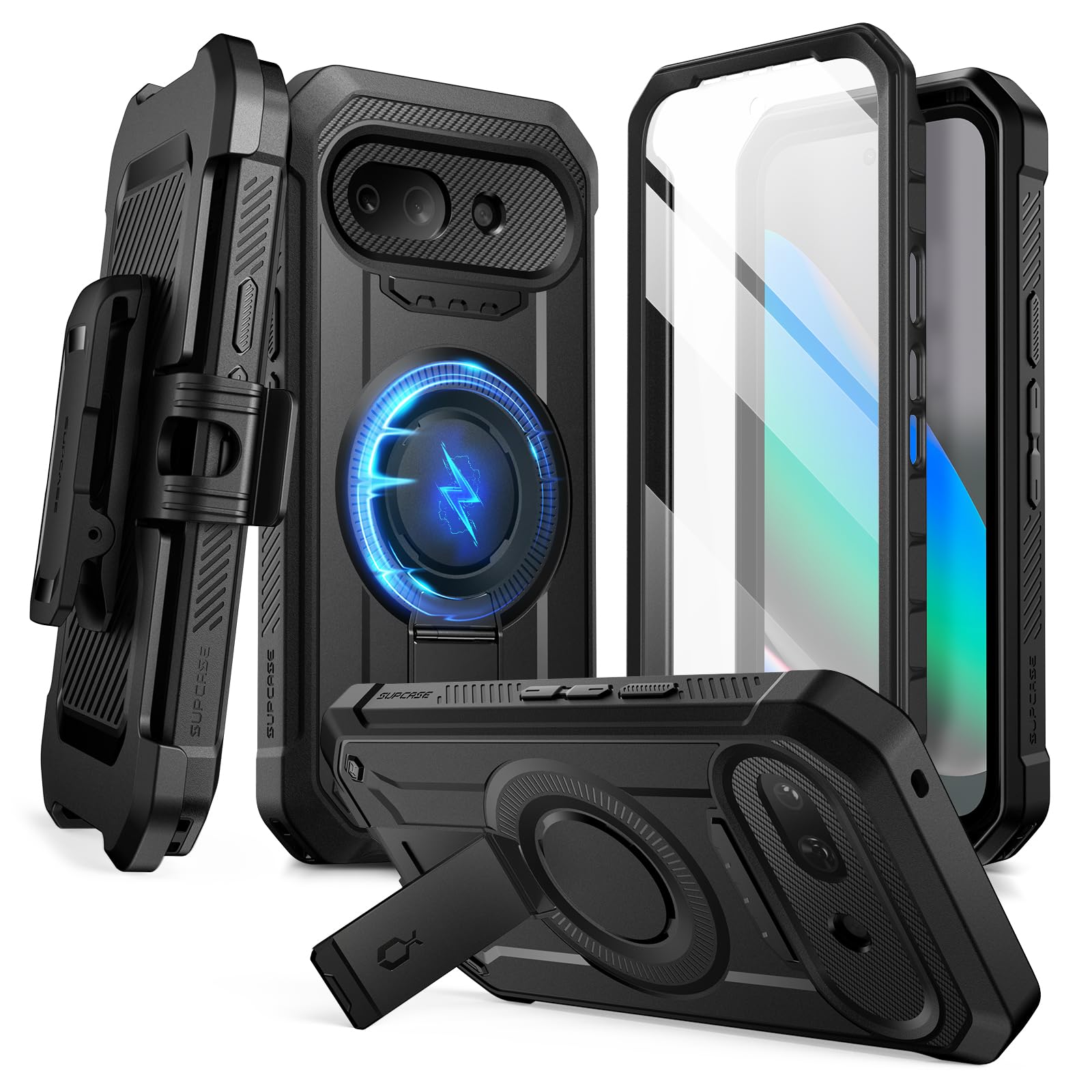 SUPCASE for Google Pixel 10A Case with Stand (UB Pro Mag), [Compatible with Wireless Charge] [Built-in Screen Protector & Belt-C