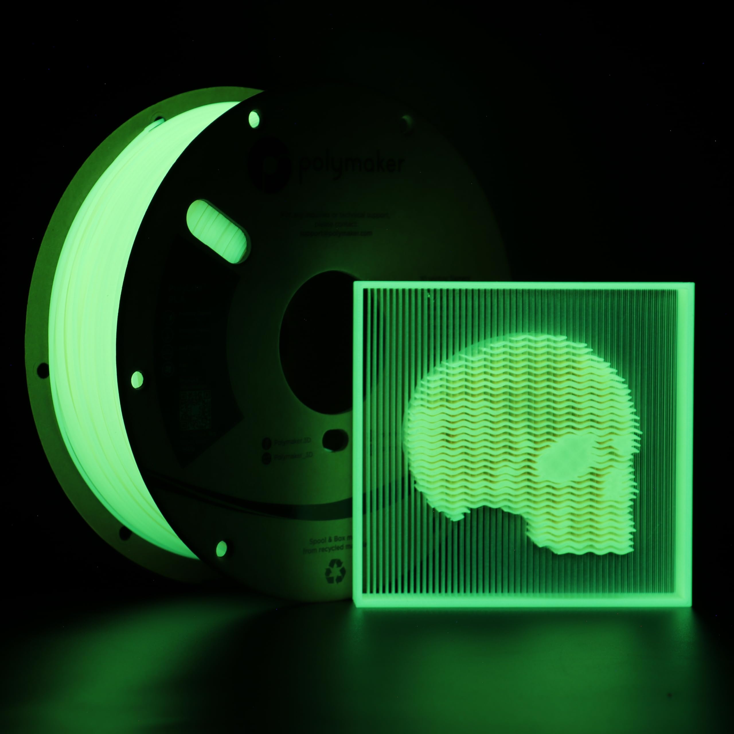 Polymaker Luminous Pla Filament 1.75Mm, Luminous Yellow Pla 3D Printer Filament 1.75 1Kg   Polylite 1.75 Pla 3D Printing Filamen