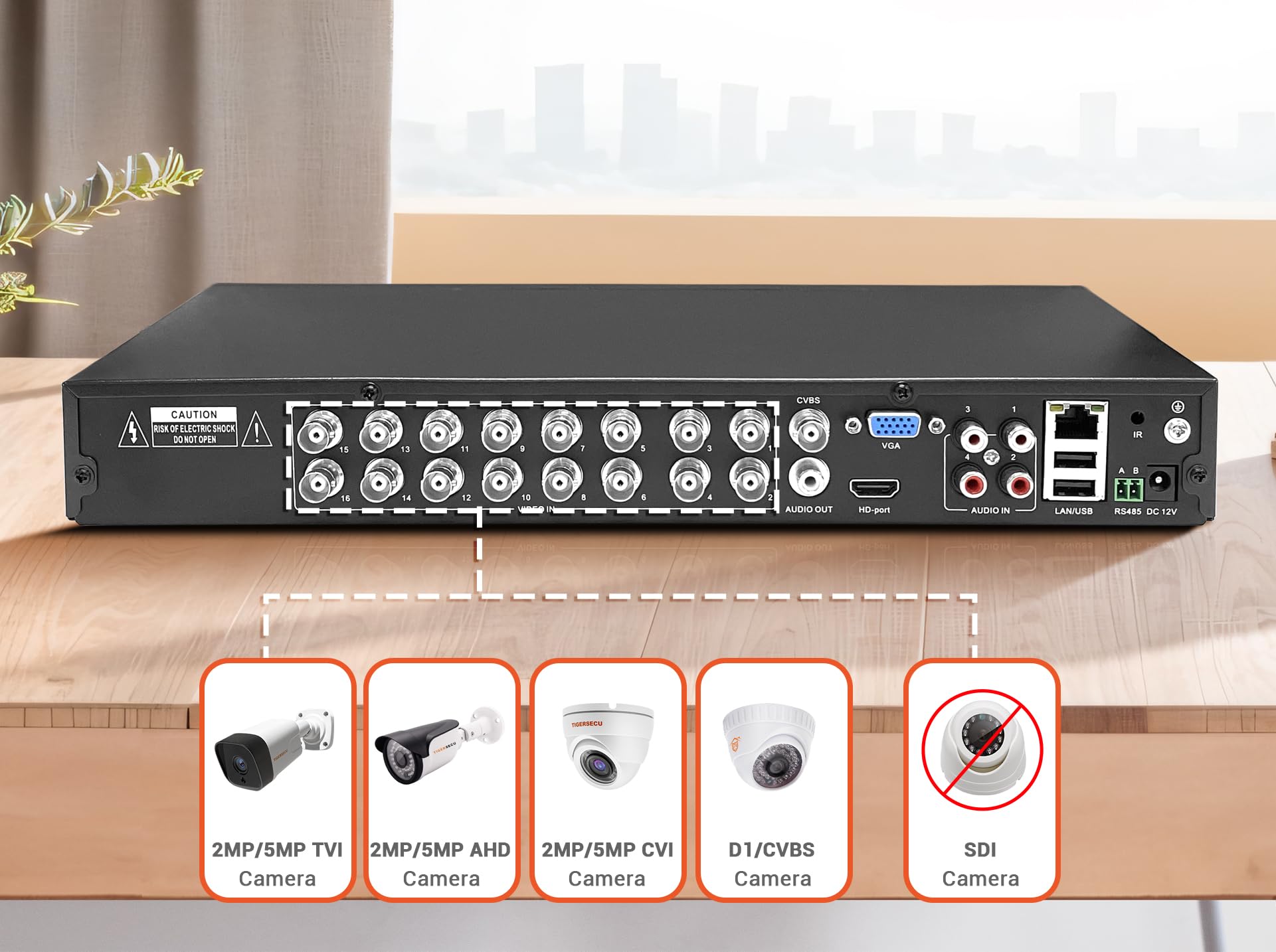 Tigersecu Super Hd 1080P 16-Channel Hybrid 5-In-1 Dvr Security Recorder With 2Tb Hard Drive, For Up To 5Mp Tvi/Ahd/Cvi/Analog An