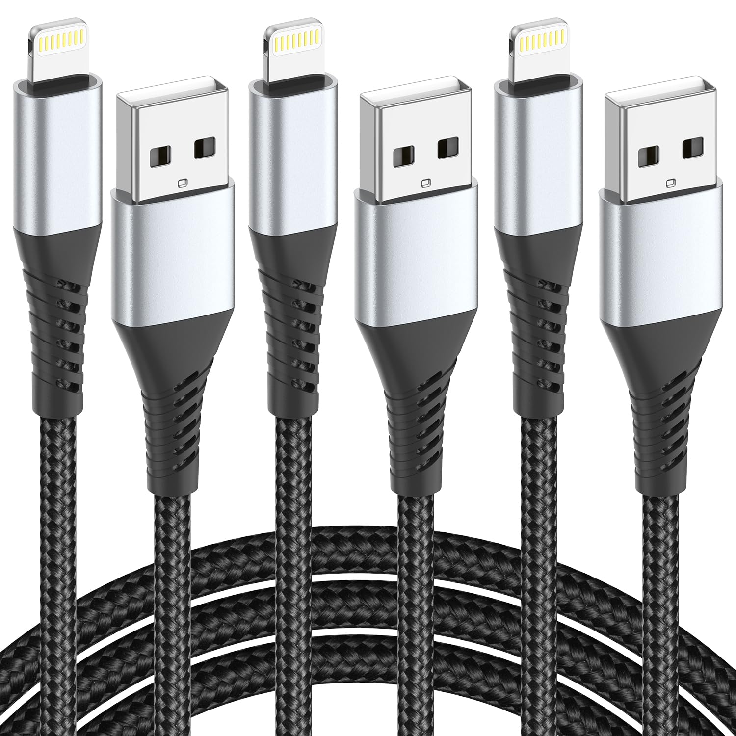 3Ft Iphone Lightning Cable, 3 Pack Usb A To Lightning Cable Braided Iphone Fast Charger Cord 3 Foot Iphone Charging Cable For Ap