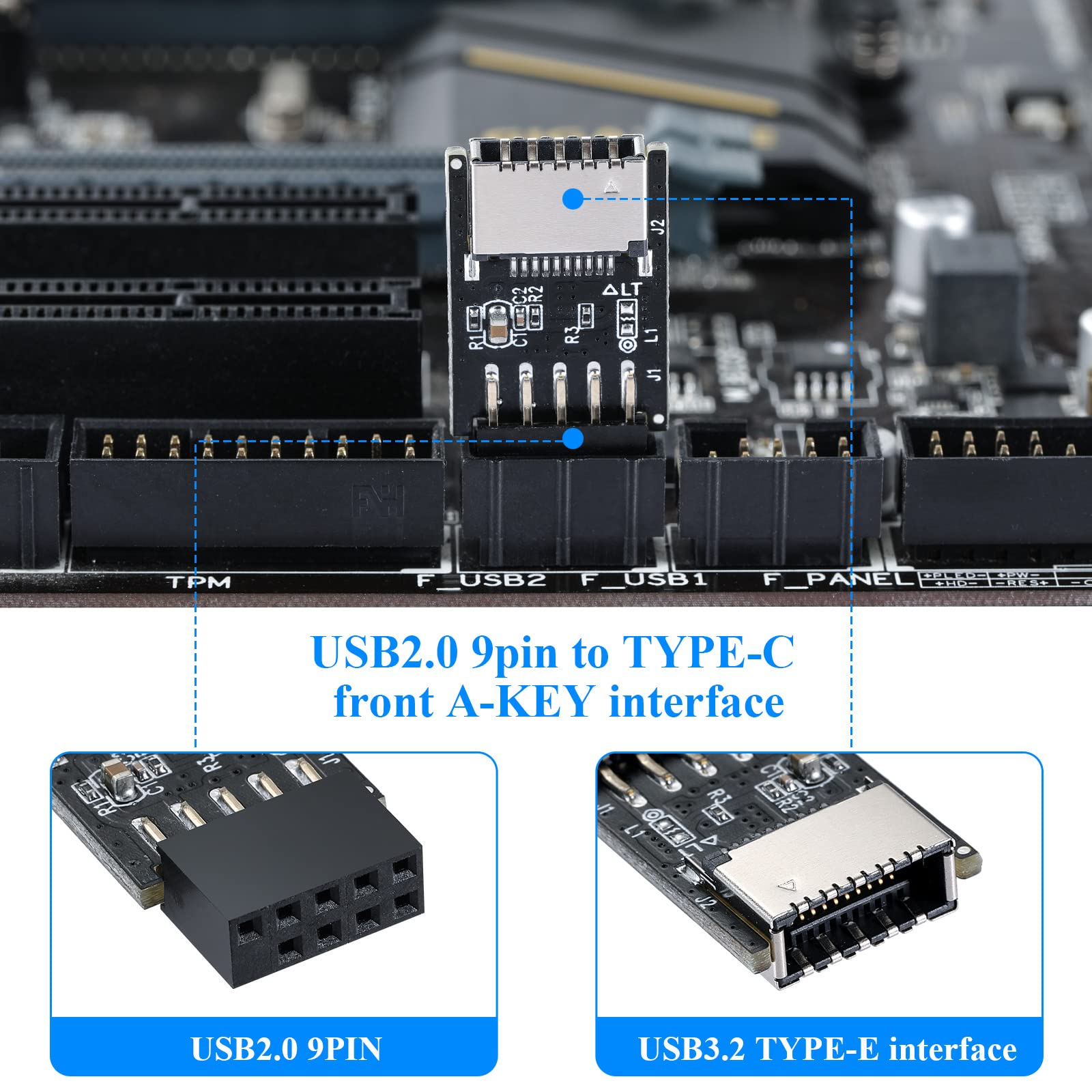 Mzhou Usb 2.0 Front Panel Header Usb 9Pin To Usb 2.0 Type E Internal Adapter