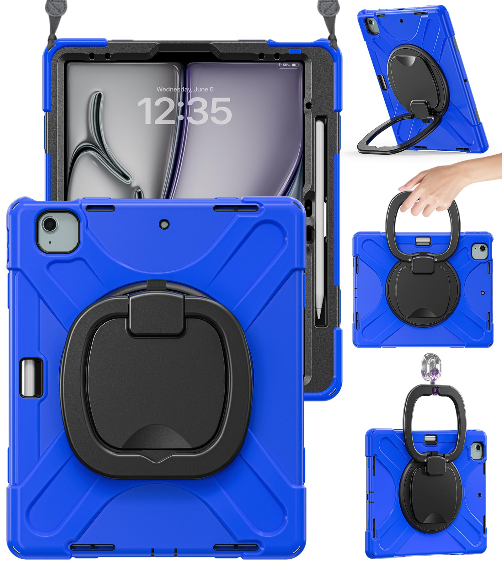 BRAECN for iPad Air 13 Inch Case M4 2026/M3 2025/M2 2024, iPad Pro 12.9 (6th/5th/4th/3rd Gen), Heavy Duty Shockproof Cover with
