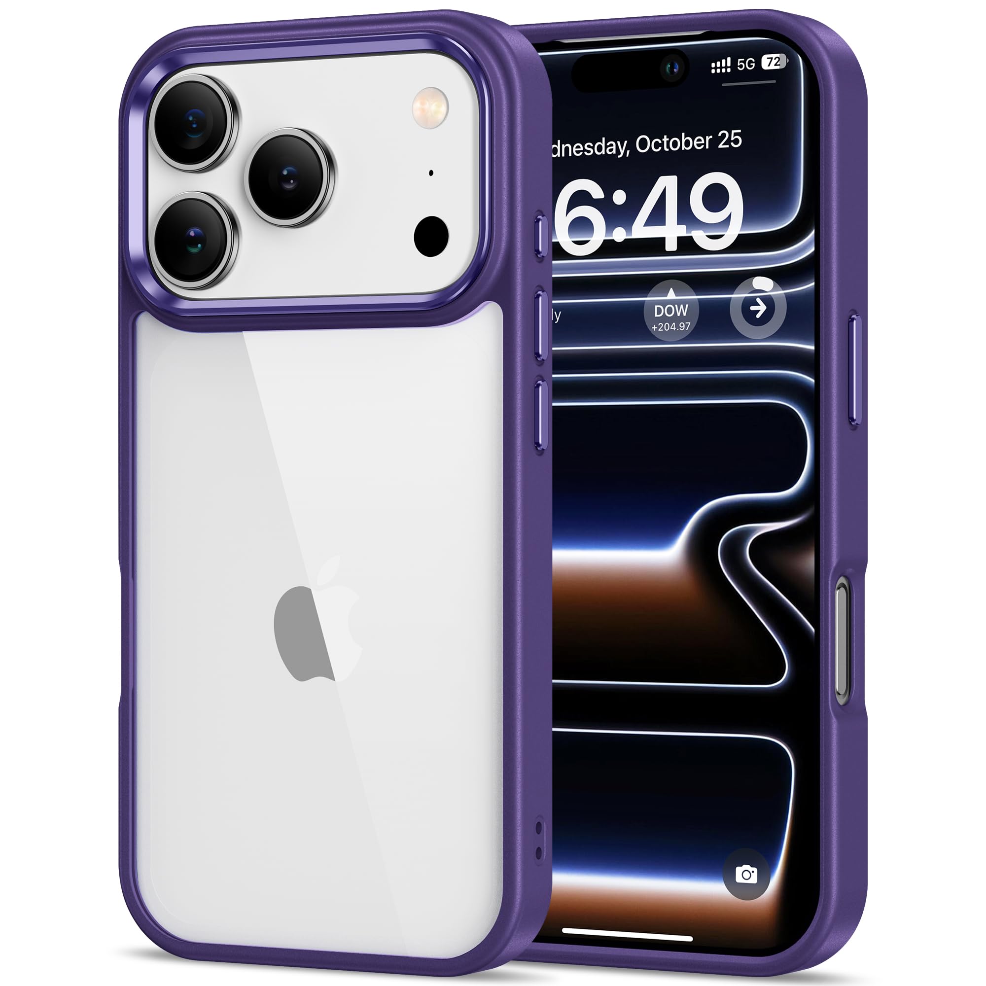 HOOMIL Case for iPhone 17 Pro 6.3-Inch, Non-Yellowing, Drop Protection, Anti-Scratch Transparent Hard Back Phone Cover - Purple