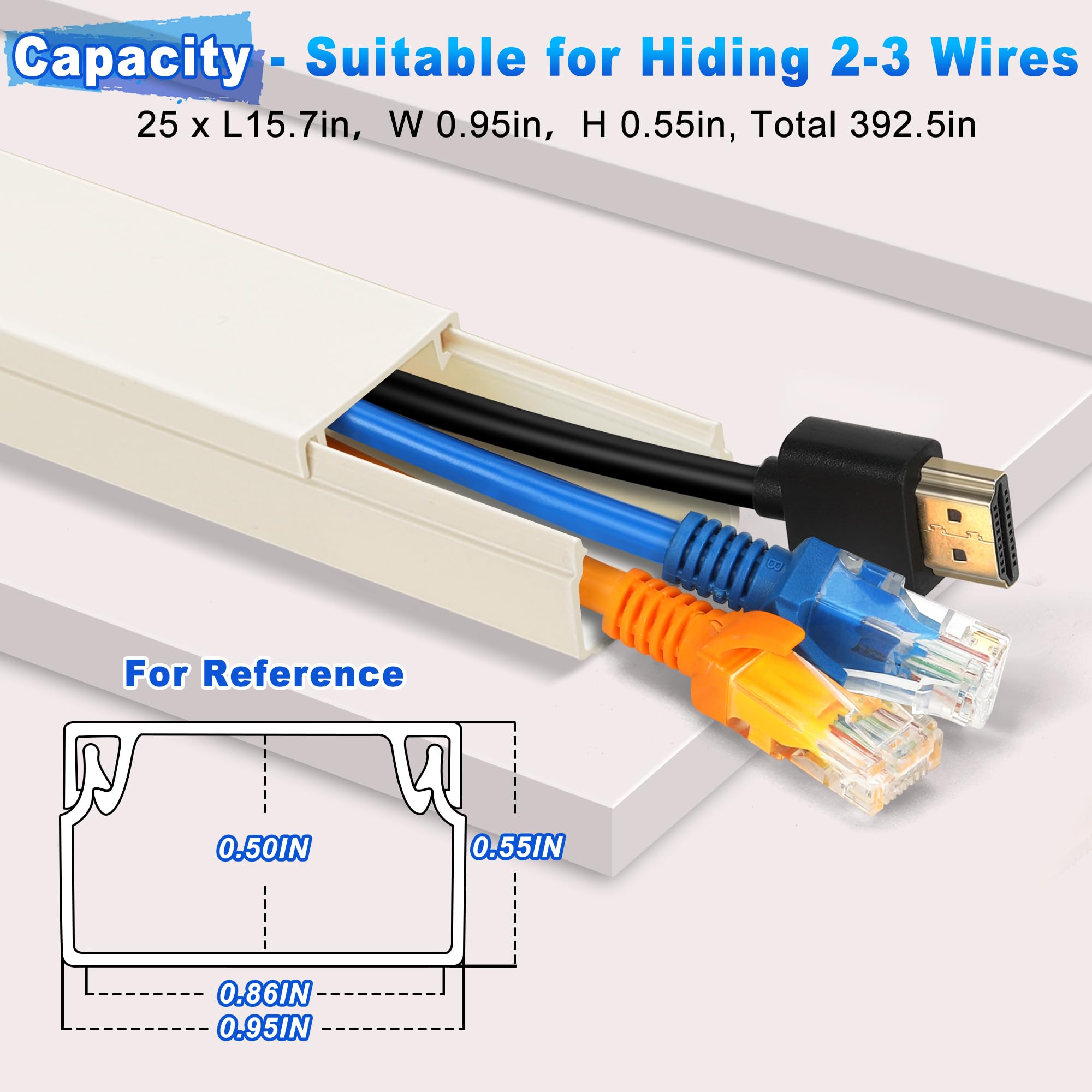Lzeoy 392.5In Wire Covers For Cords Kit Beige Cord Cover Wall, Wire Hiders For Tv On Wall, Tv Cable Hider Wall Kit For Wire Cove