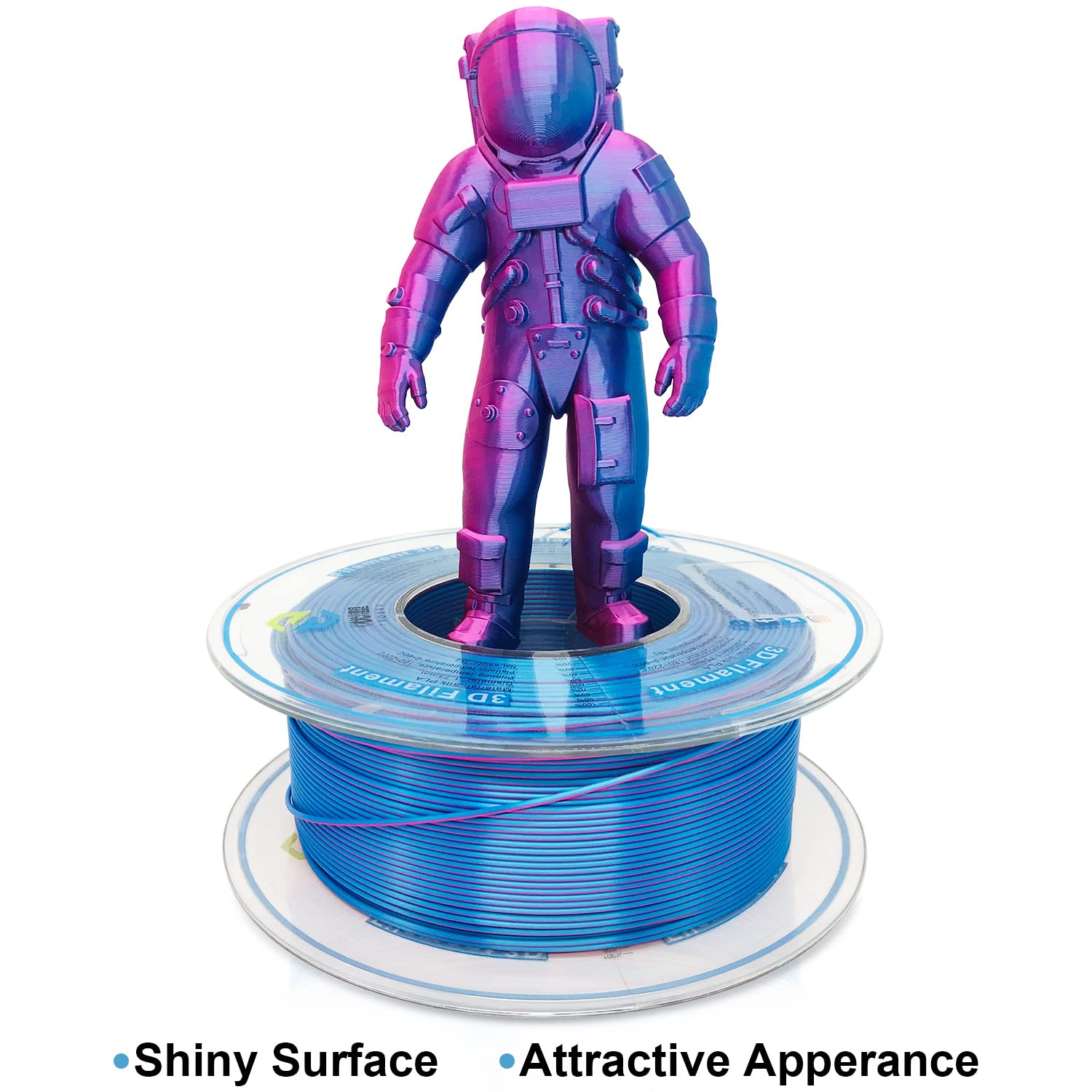 Yousu Silk Pla Filament 1.75Mm 3D Printer Filament Dual Color Coextrusion Filament Silk Rose Red Blue Color Change Pla, Compatib