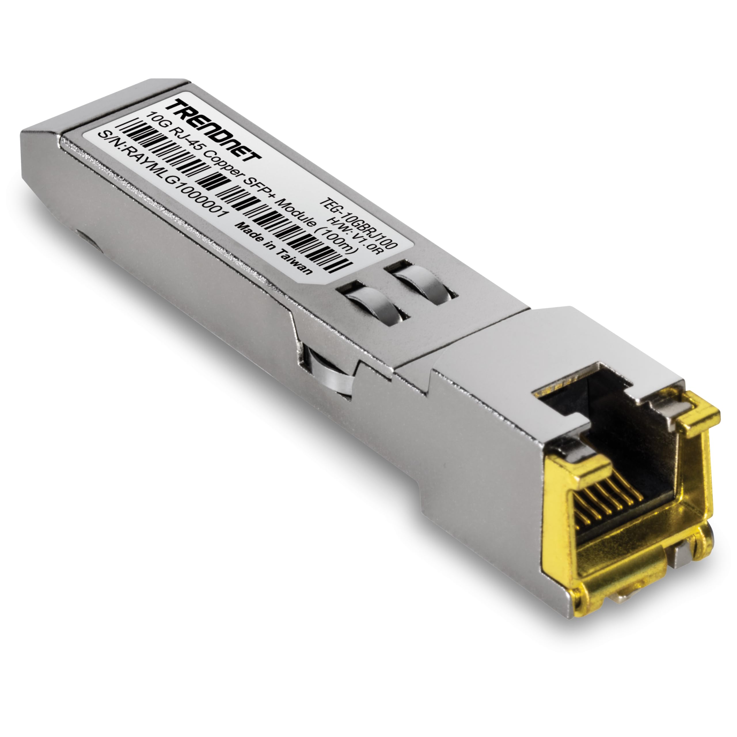 TRENDnet 10G SFP+ to RJ-45 Transceiver, SFP+ Module Up to 100m (328ft.), TEG-10GBRJ100, Hot Pluggable, NDAA & TAA Compliant, Mul