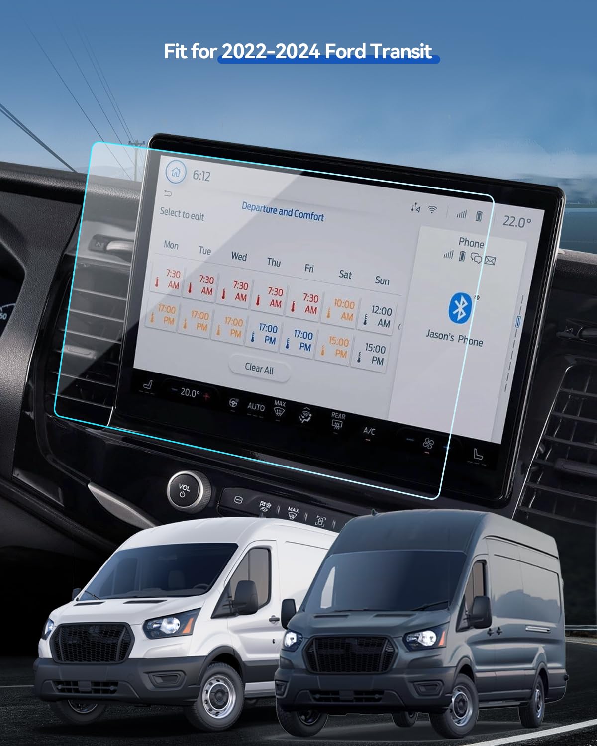 Lantu 2Pcs Car Screen Protector For 2022 2023 2024 Ford Transit (Passenger Van Xl/Xlt/Cargo Van/Crew Van) Accessories Nano Gps N