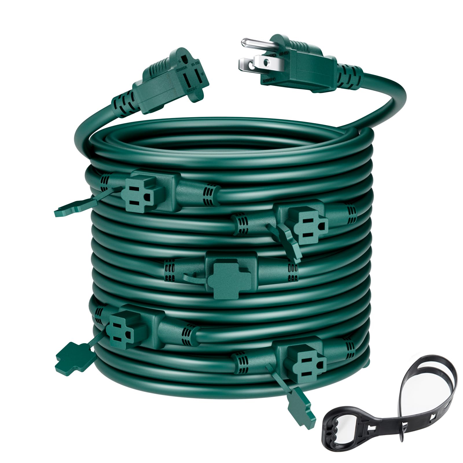 Yodotek Green 25Ft 16 Gauge Multi Indoor/Outdoor Power Extension Cord,Multiple Evenly Spaced 6 Outlet,Cord Splitter,For Landscap