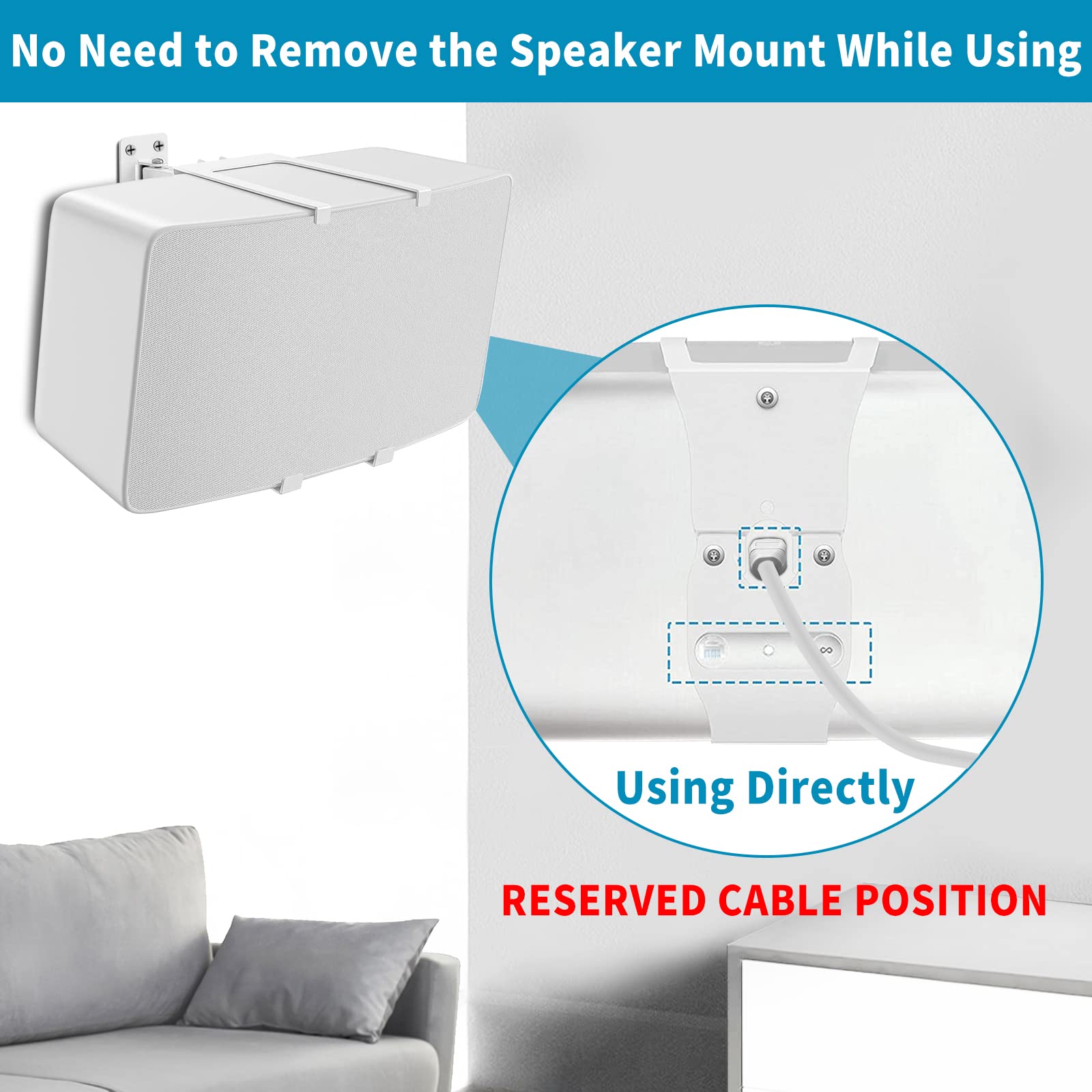 Speaker Wall Mount For Sonos Five & Play 5 Gen 2 Speaker Mount, Tilt & Swivel Adjustable Bracket For Sonos Play:5 And Sonos Five