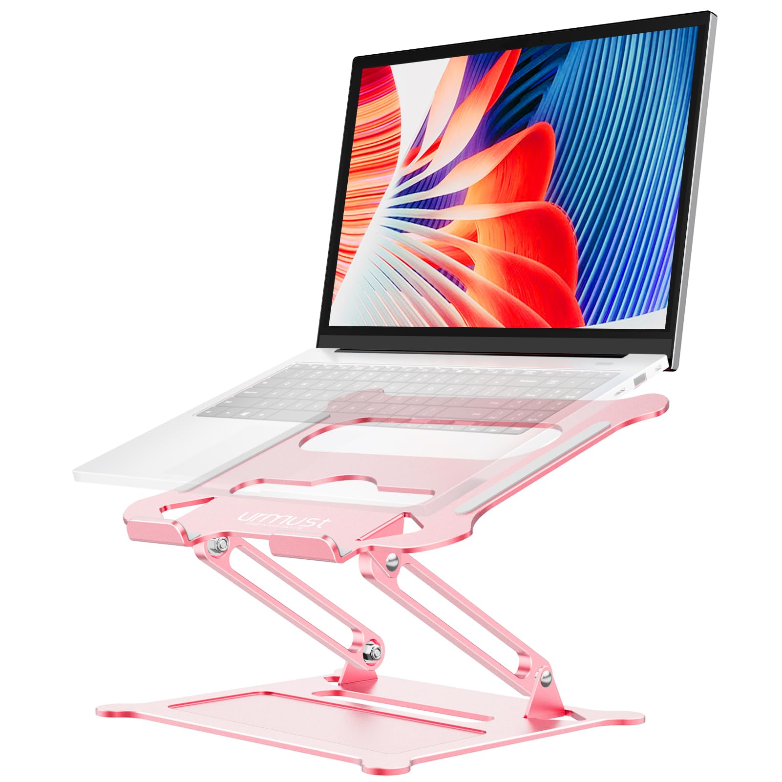 Urmust Laptop Notebook Stand Holder Adjustable Ultrabook Stand Riser Portable Compatible With Macbook Air Pro Hp Dell Xps Lenovo All Laptops 10 15.6'(Rose Gold)
