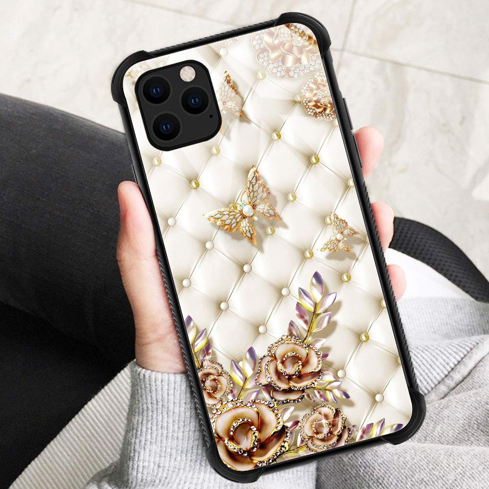 Zhegailian Case Compatible With Iphone 12,Diamond Butterfly Case For Iphone 12 Pro For Girls Women,Pattern Design Anti Scratch O