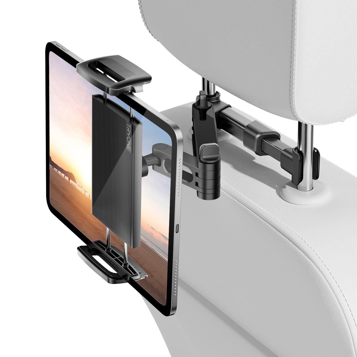 Tryone Car Headrest Tablet Holder Mount Stretchable Backseat Tablets Stand For Kids, Car Seat Mounts Compatible With Ipad Pro 12