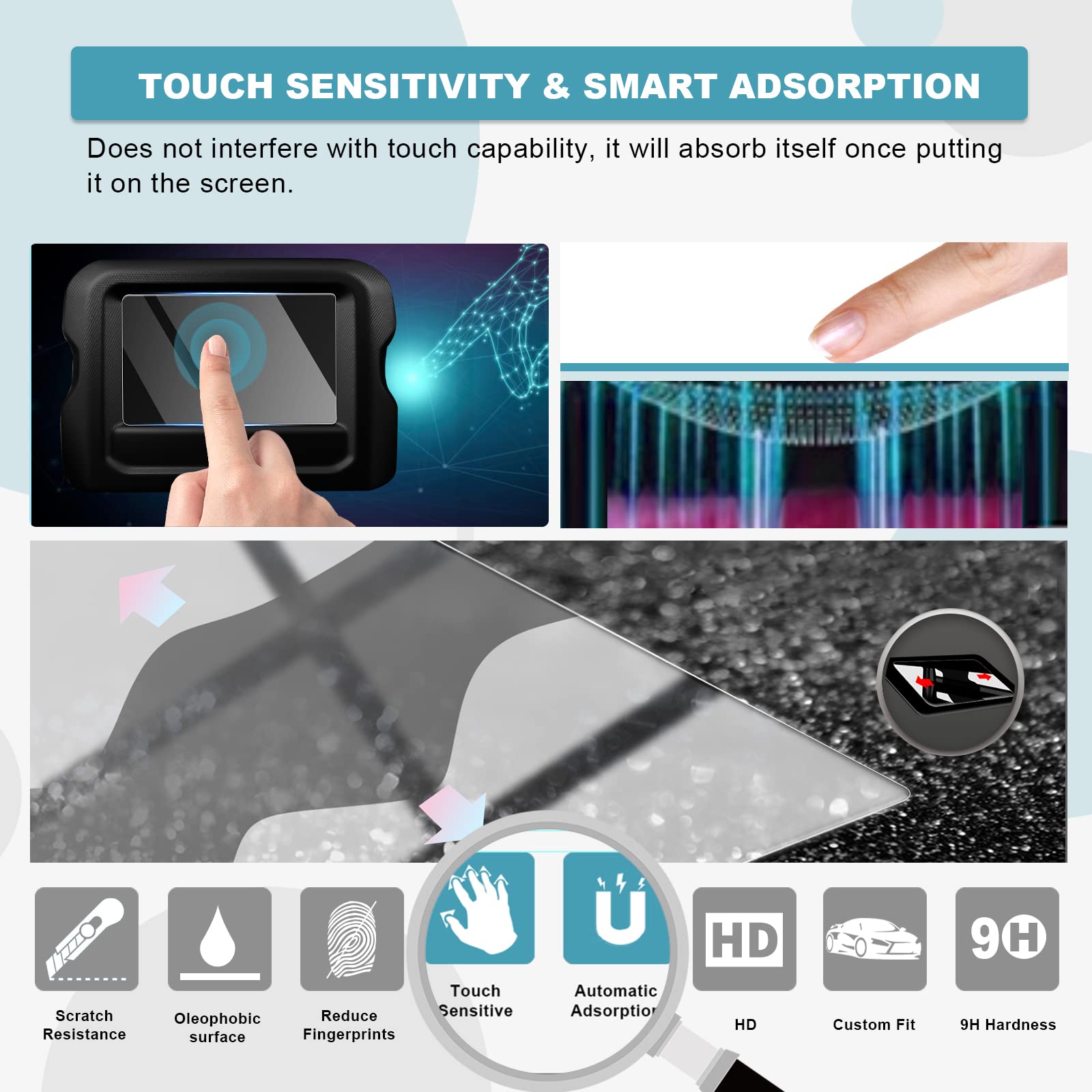 Cdefg For 2018 2019 2020 2021 2022 Wrangler Jl/Gladiator Jt Center Control Touchscreen Navigation Touch Screen Protector, Hd Clear Tempered Glass 9H Scratch Resistance (For 7' Display)