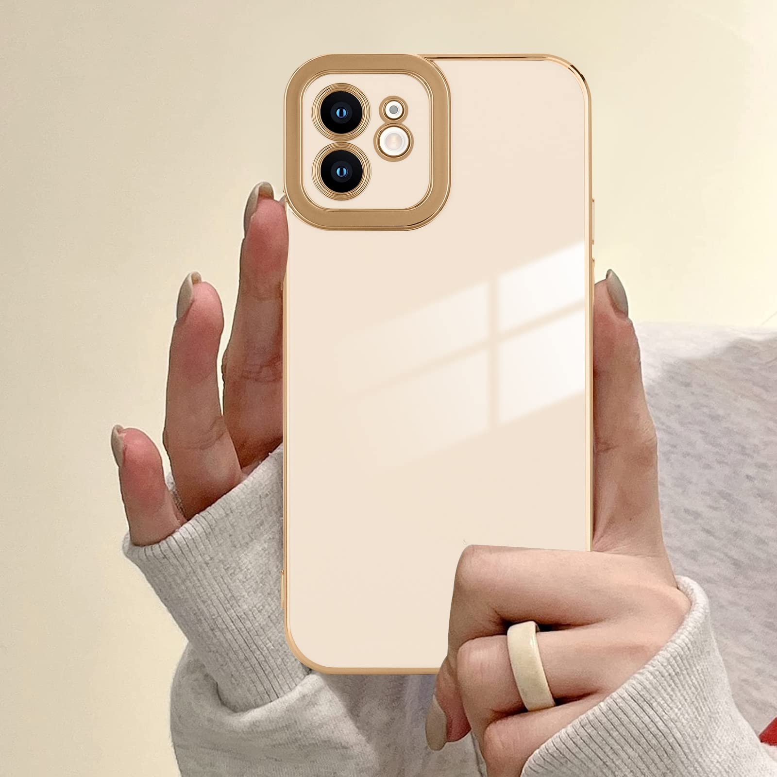 Lafunda Compatible For Iphone 11 Case,Plating Cases For Women Girls Luxury Cute Electroplated Golden Edge,Shockproof Tpu Bumper