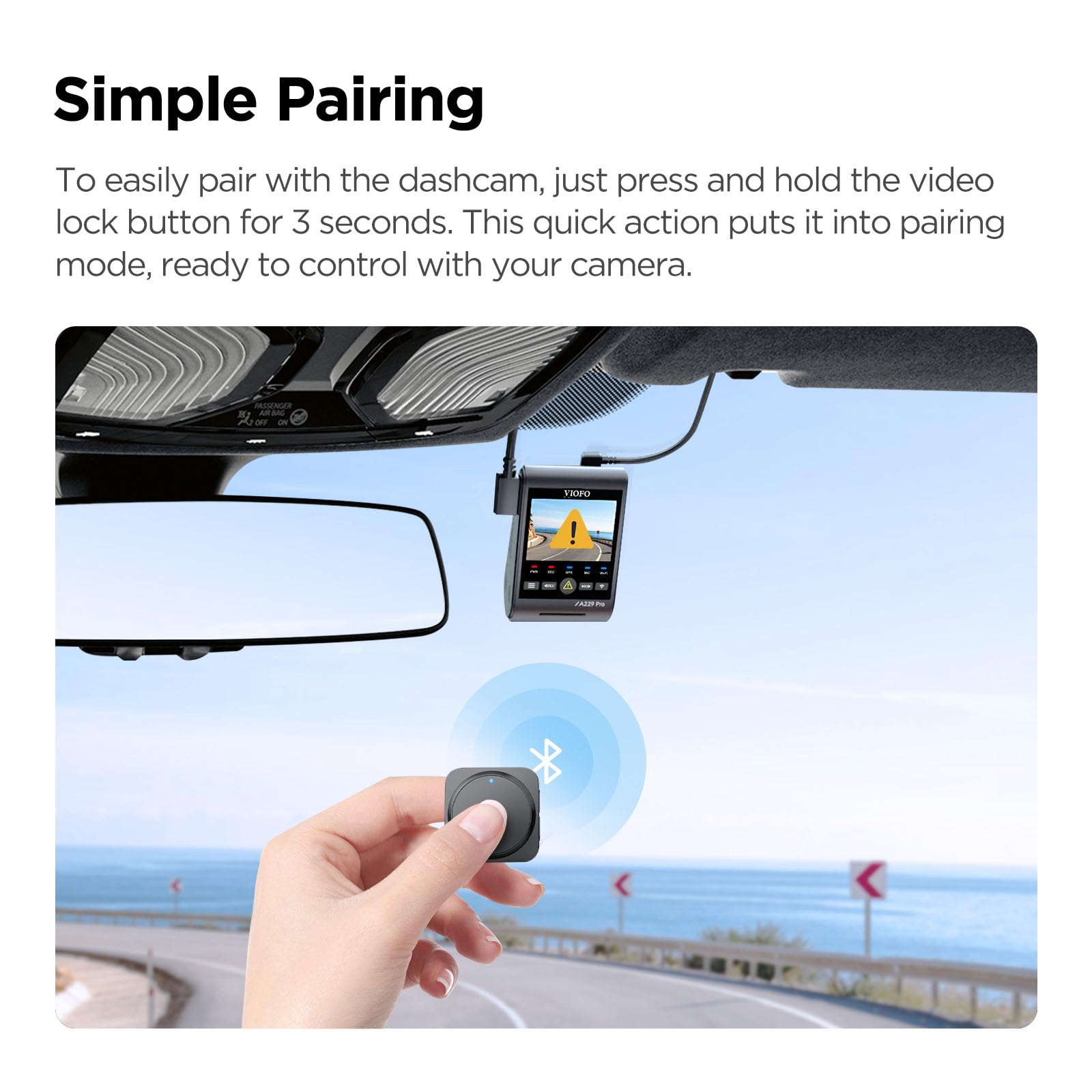 Viofo Wireless Bluetooth Remote Control For A229 Duo/ A119 Mini/ T130/ A139 Pro/ Wm1/ A129 Duo / A129 Plus / A129 Ir / A129 Pro