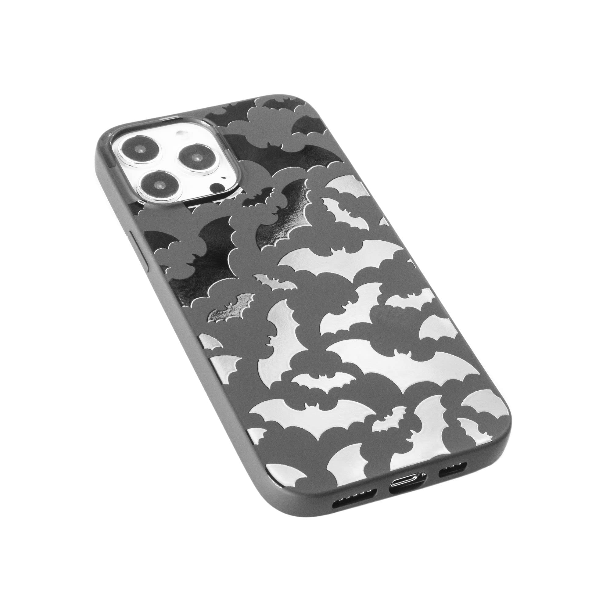 Cavka Matte Black Case Compatible With   Iphone 15 Pro   6.1 Inch Protective Tpu Rubber Cover Cute Bats Spooky Print Classy Bump