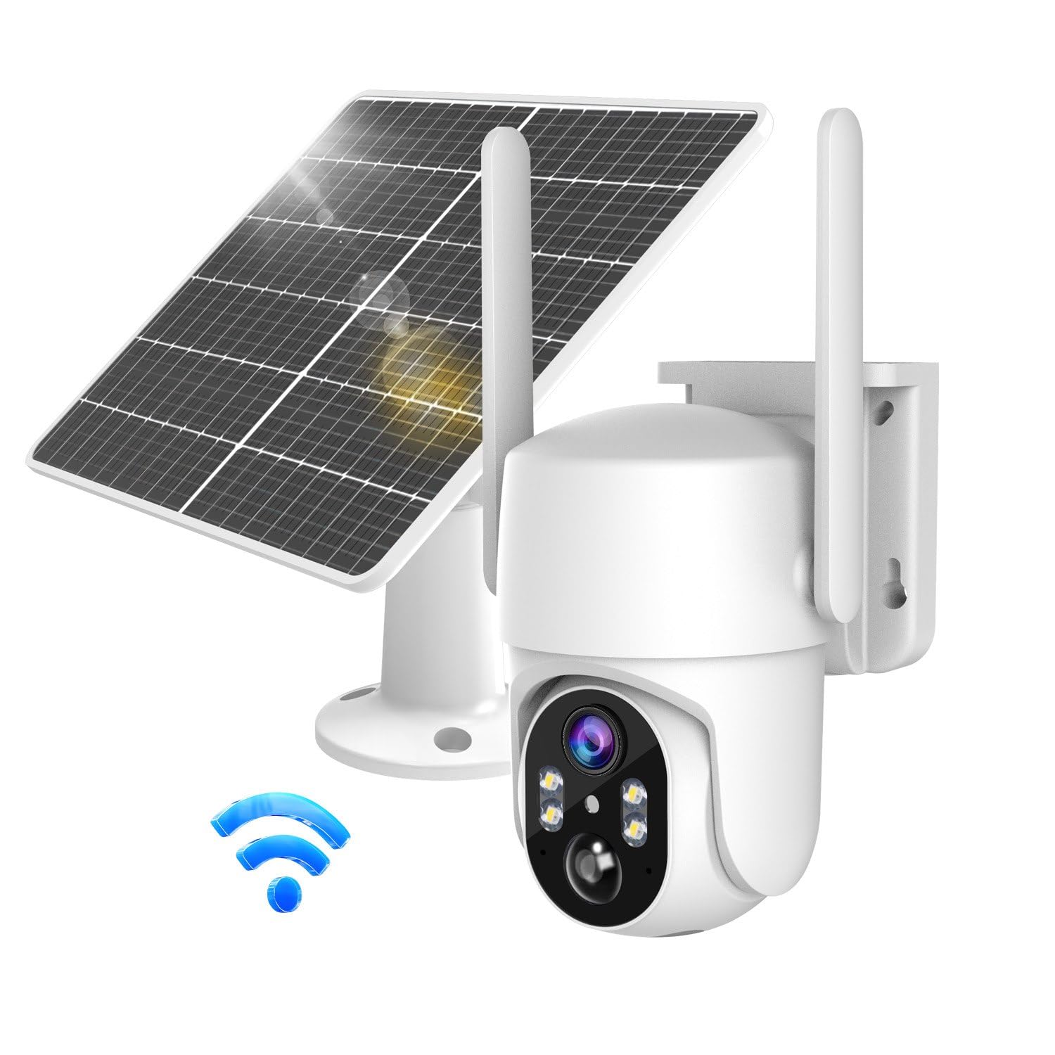 Solar Security Cameras Wireless Outdoor, 2K Hd Wifi Cameras For Home Security, 360 Surveillance Camera With Solar Panel Battery, Color Night Vision, 2 Way Talk, Pir Motion Detection, Cloud Storage