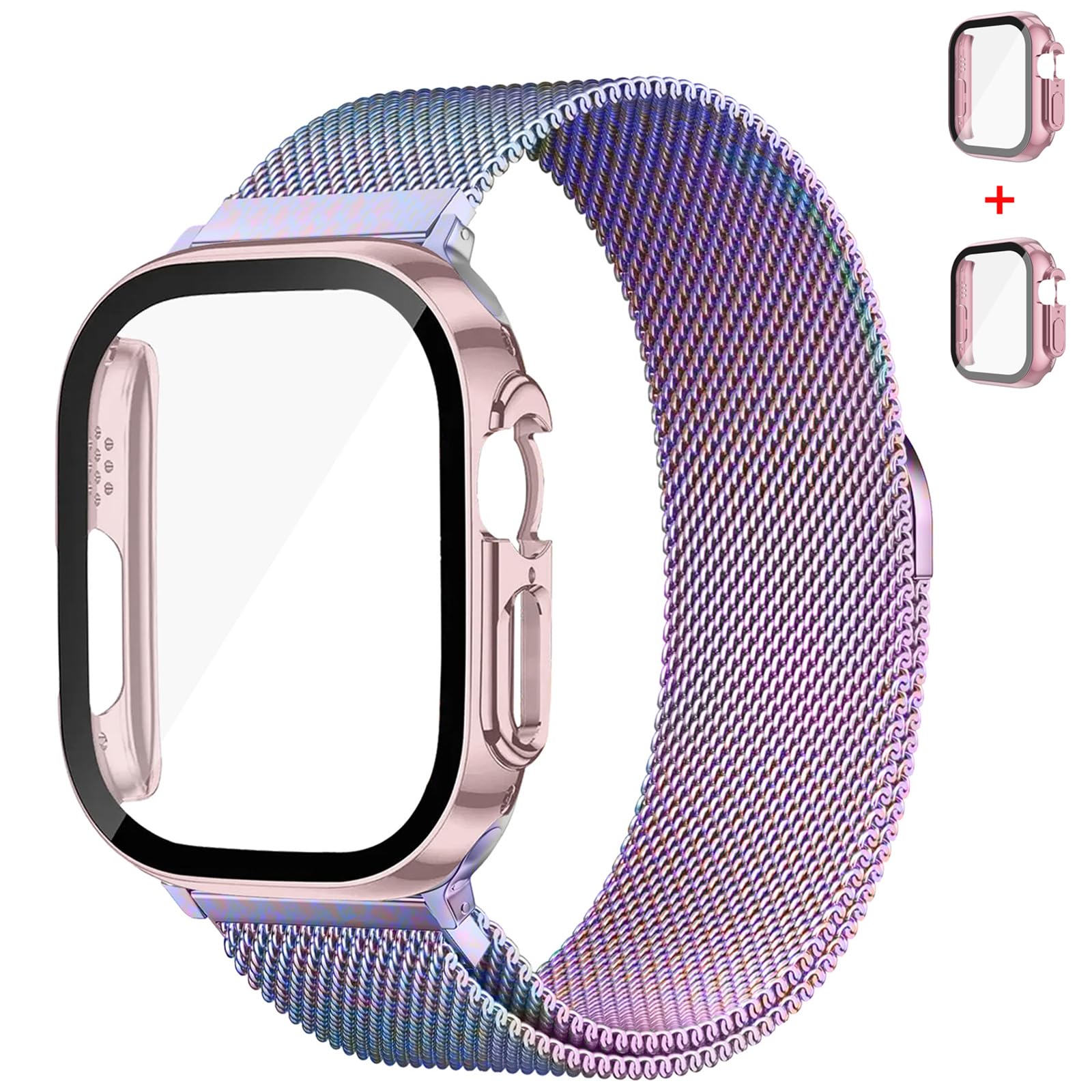 Magnetic Band And Case For Apple Watch Ultra/2 Band 49Mm 46Mm 45Mm 44Mm 42Mm 41Mm 40Mm 38Mm Women/Men,Stainless Steel Milanese L