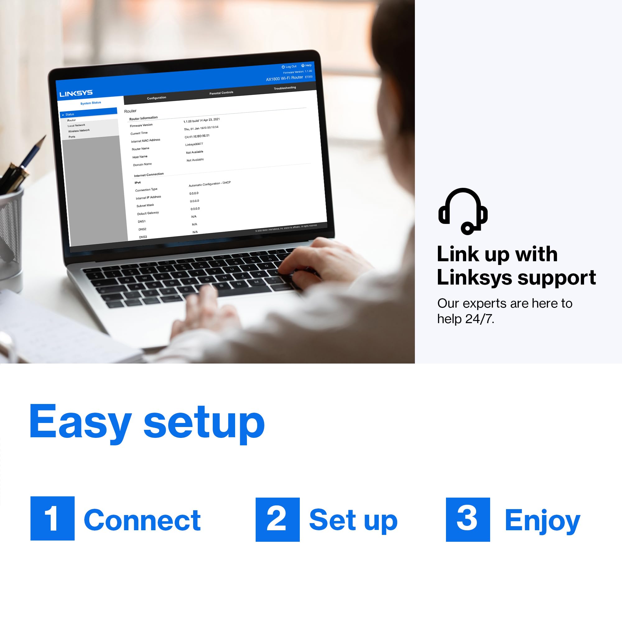 Linksys E5350 Wifi 5 Dual-Band Ac1000 Router, East Setup, Reliable Wifi Connections And Wifi Speeds