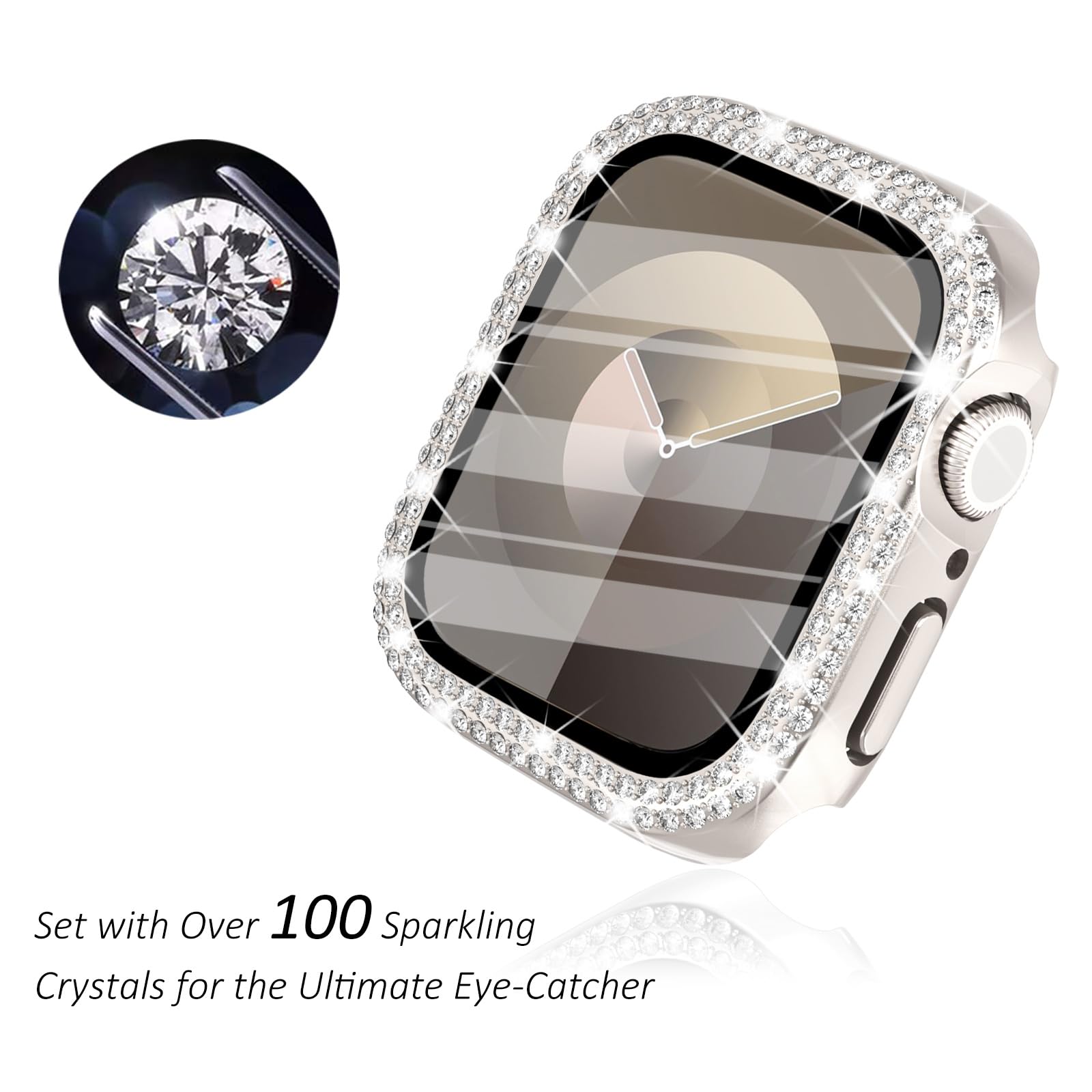 Surace 41Mm Case Compatible With Apple Watch Series 9 Series 8 Series 7 Case With Screen Protector, Bling Diamond Overall Protec