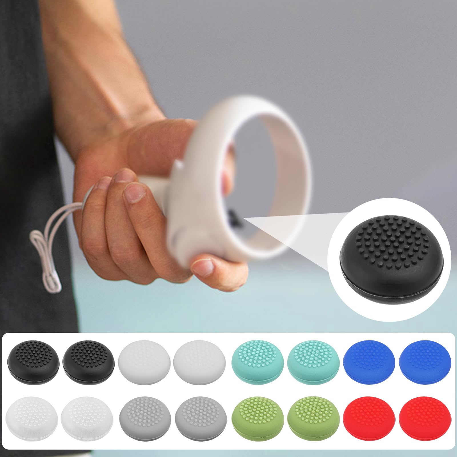 16Pcs Joystick Cap, Silicone Thumbstick Thumb Grip Stick Cap Cover Replacement Parts Compatible With Meta Oculus Quest 2 Control