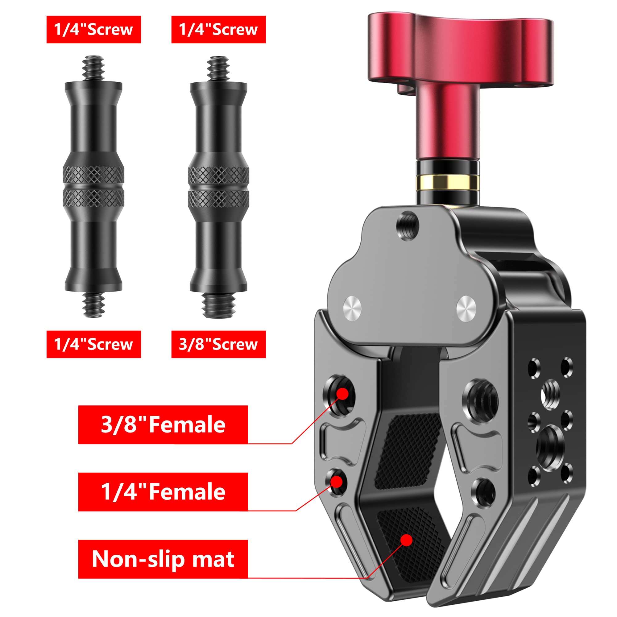 Super Clamp With 1/4&3/8 Standard Stud For Photo Video Studio, Photography Camera Crab Clamp For Camera, Lighting,Dslr Camera Ri