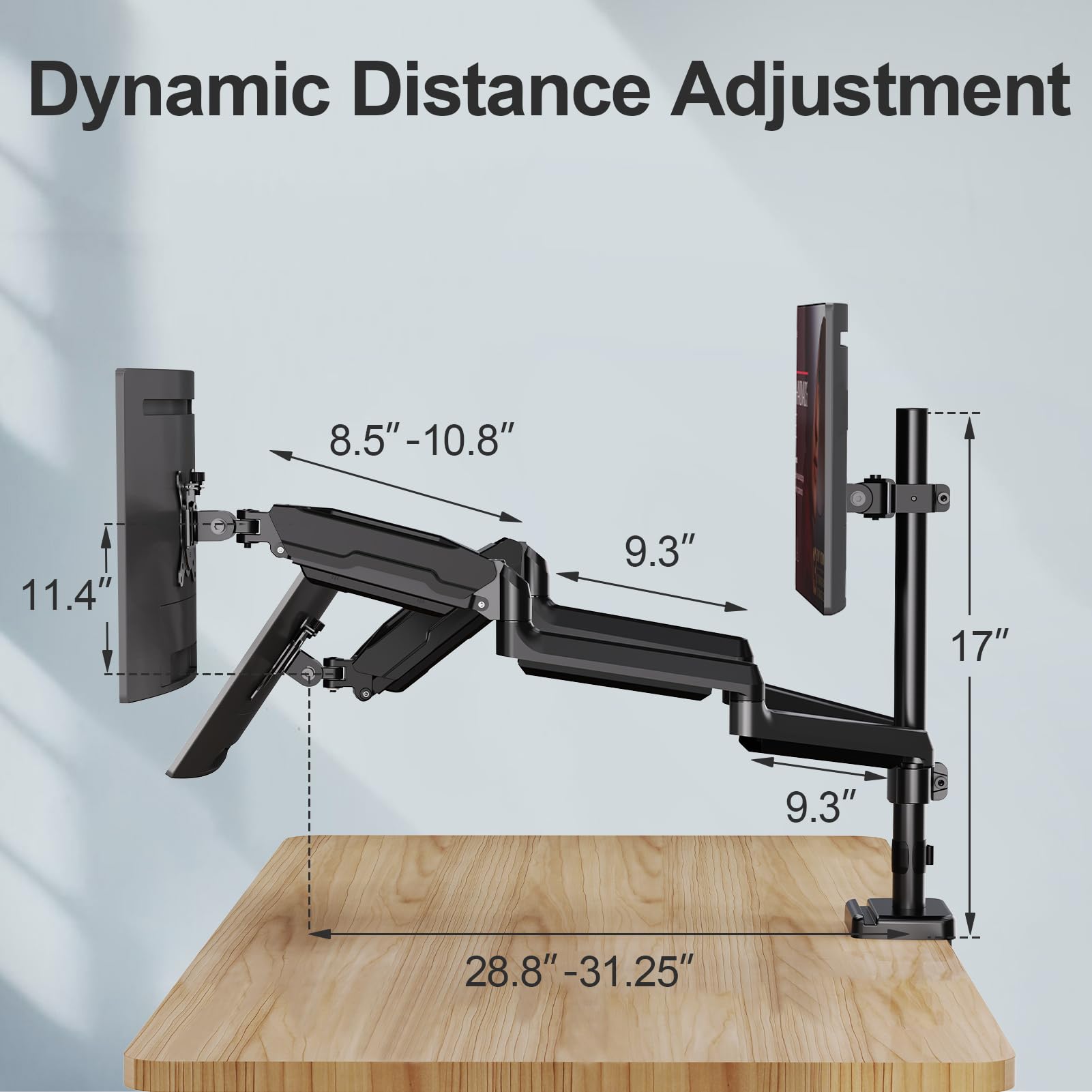 Mount Pro Triple Monitor Mount, 3 Monitor Desk Mount For There Screens Up To 32 Inch, Full Motion Gas Spring Triple Monitor Stan