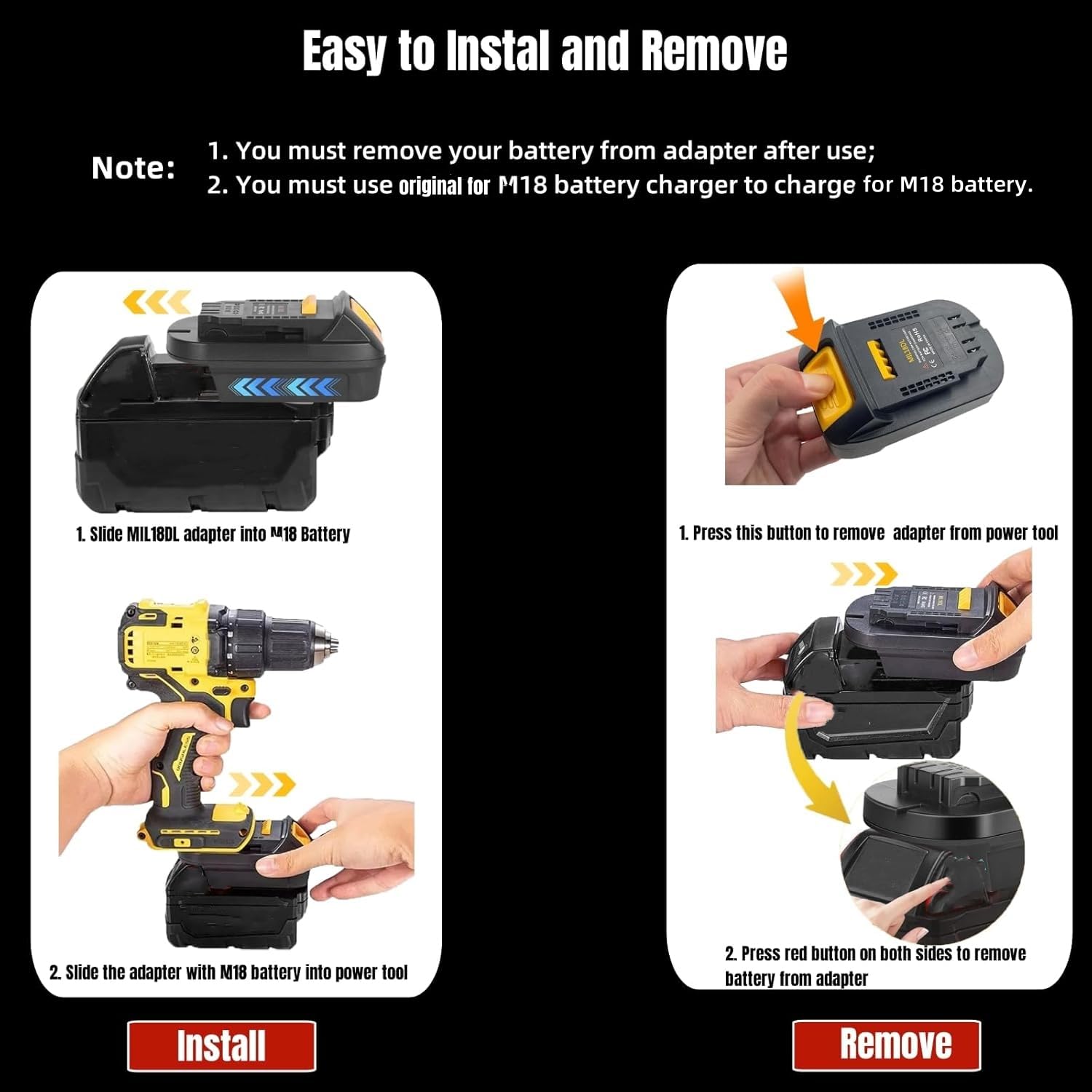 Yrgjdca For Milwaukee To For Dewalt Battery Adapter (For M18 Battery Work For Dewalt 20V Tool)