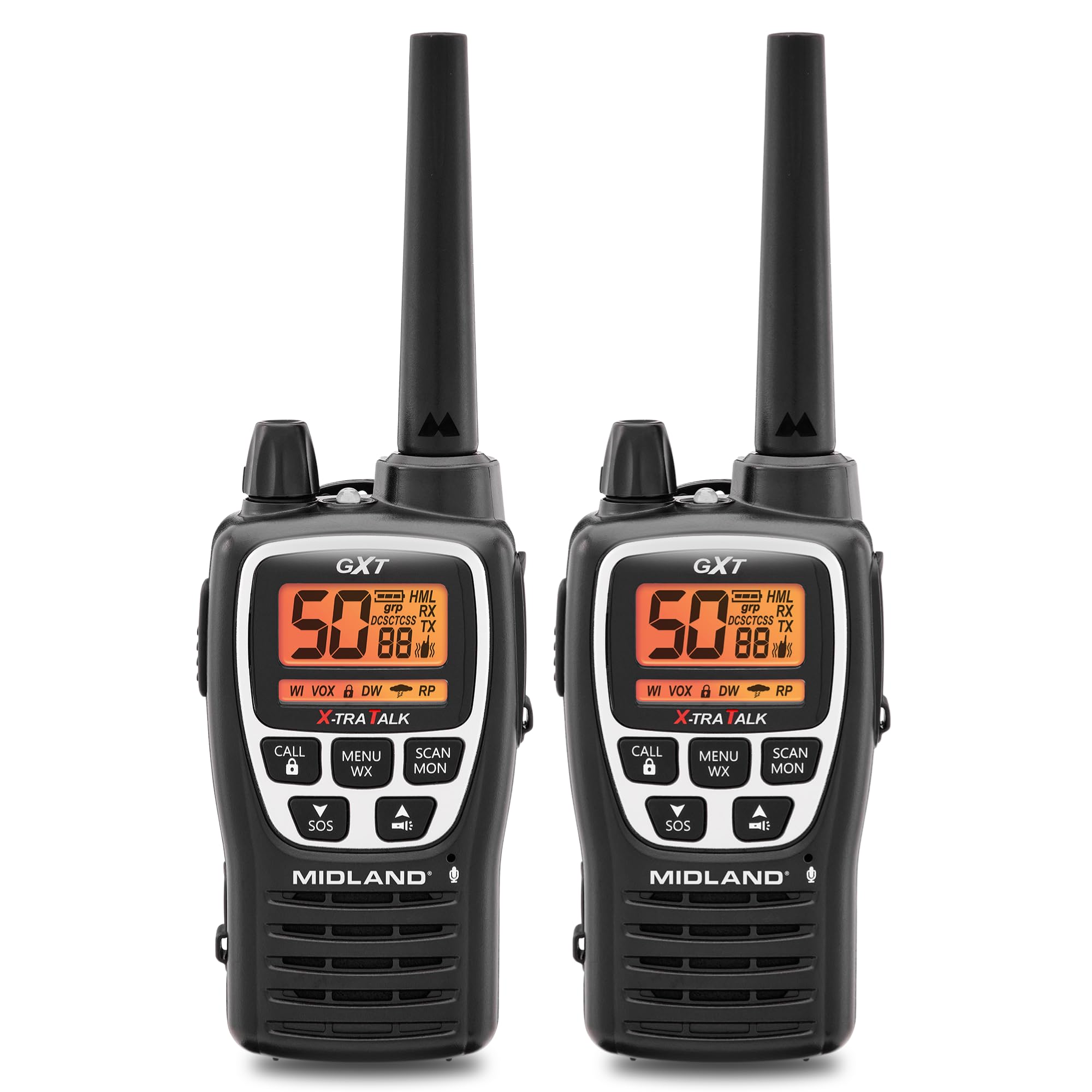 Midland Gxt3000 Gmrs Handheld Walkie Talkies Long Range   Repeater Capable, Rapid Charge, Long Lasting Battery With Charger   Pe