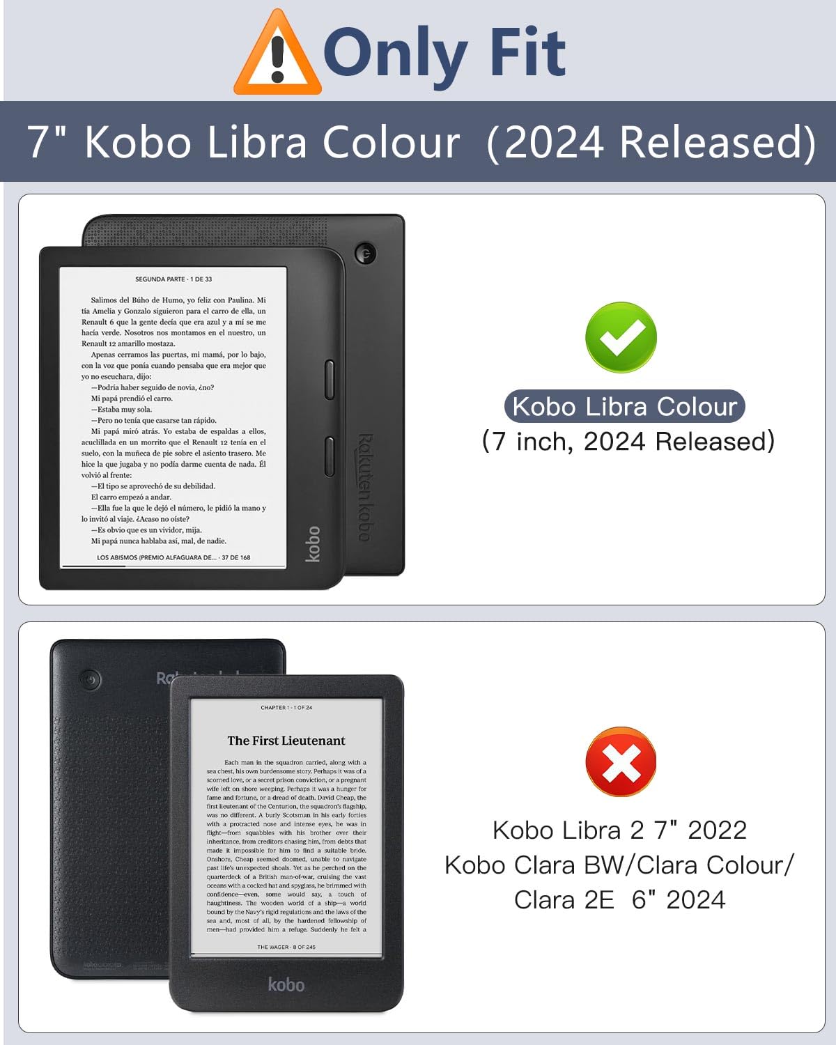 MoKo Case for Kobo Libra Colour 7' 2024 Release, Ultra Slim Lightweight with Auto Wake/Sleep Cover Folio Case for Kobo Libra Colour 7' 2024, Agave Green