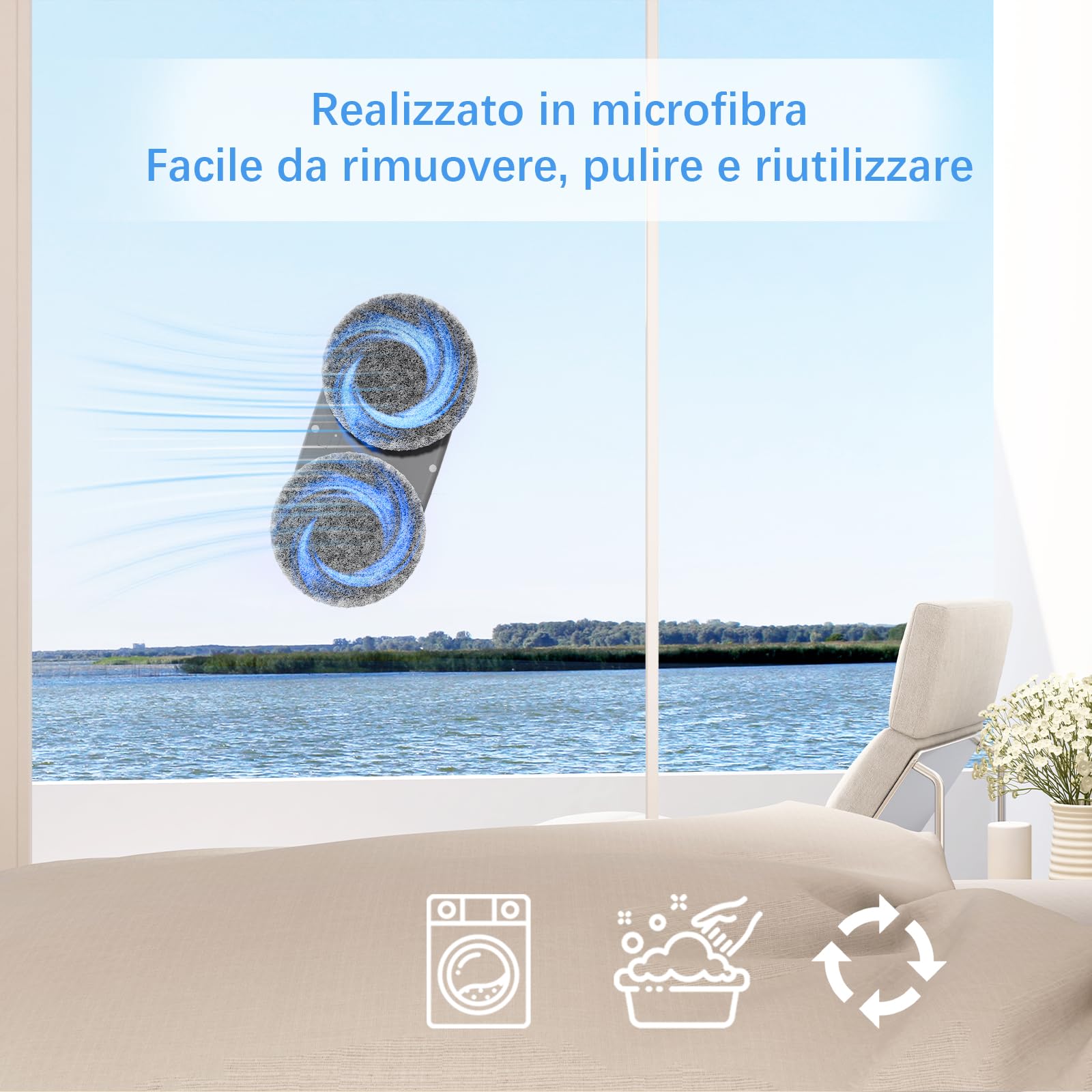 Tosima Window Cleaning Robot W2, Automatic Cleaning With Intelligent Path Planning, 3800Pa Suction Power, Edge Detection Technol