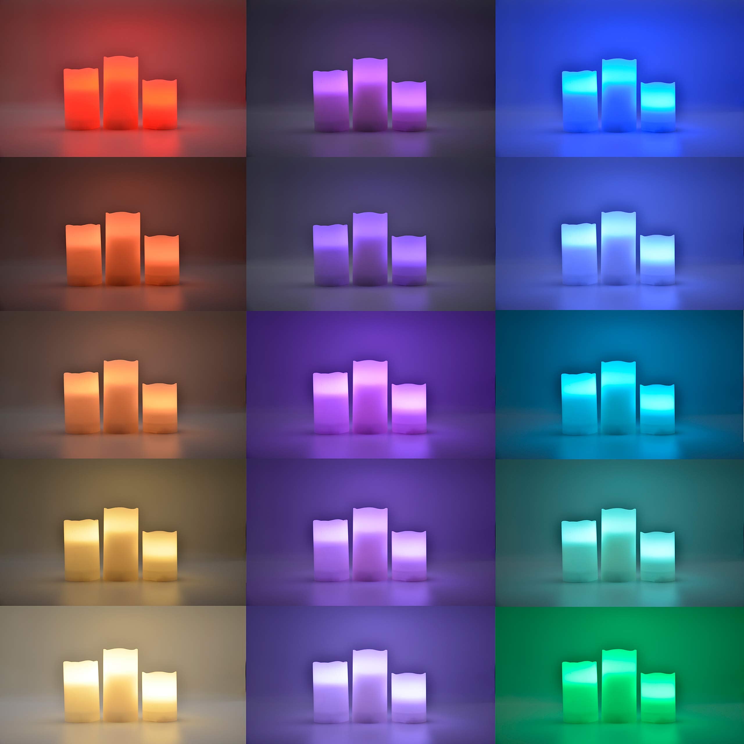 Yakii 3 Pack Color Changing Flameless Candles Real Wax Outdoor With Timer Battery Operated Candles Led Candles With Remote Contr