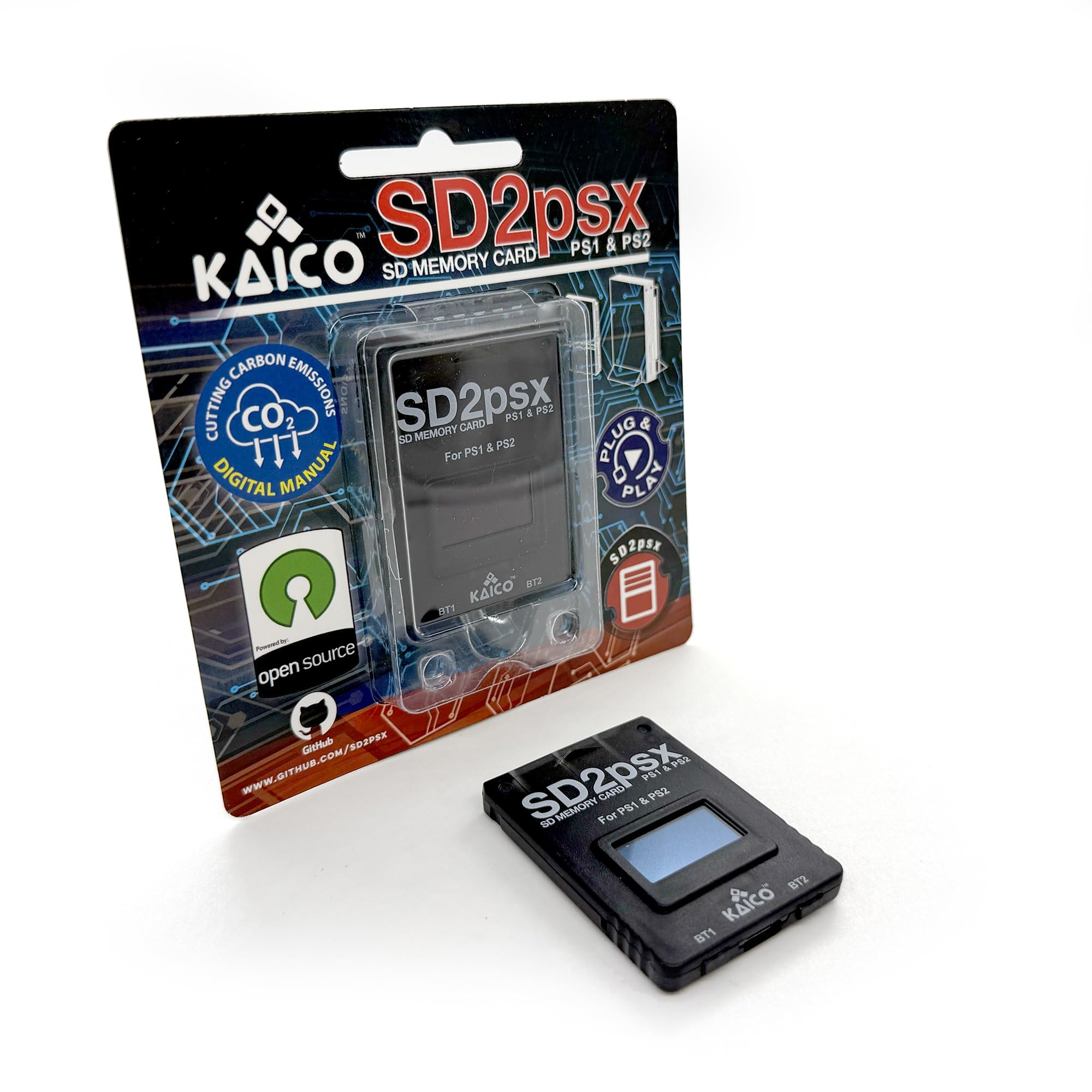 Kaico Psxmemcard Gen2 Memory Card Compatble With Playstation 1 & 2- Firmware Upgradeable - Unlimited Storage - Includes An 8Gb M