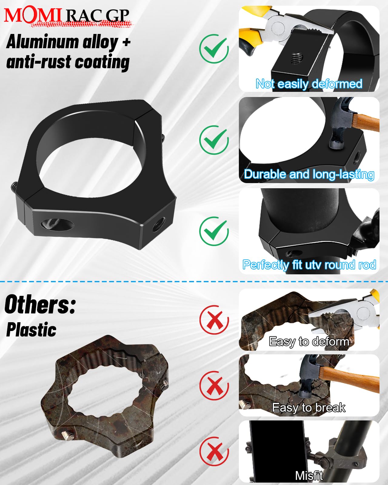 Momi Rac Gp Utv Phone Mount-360 Adjustable Heavy Duty Phone Holder 8 Claws Fits 1.75 To 2 Inch Round Tube Fits Rzr Maverick X3 R