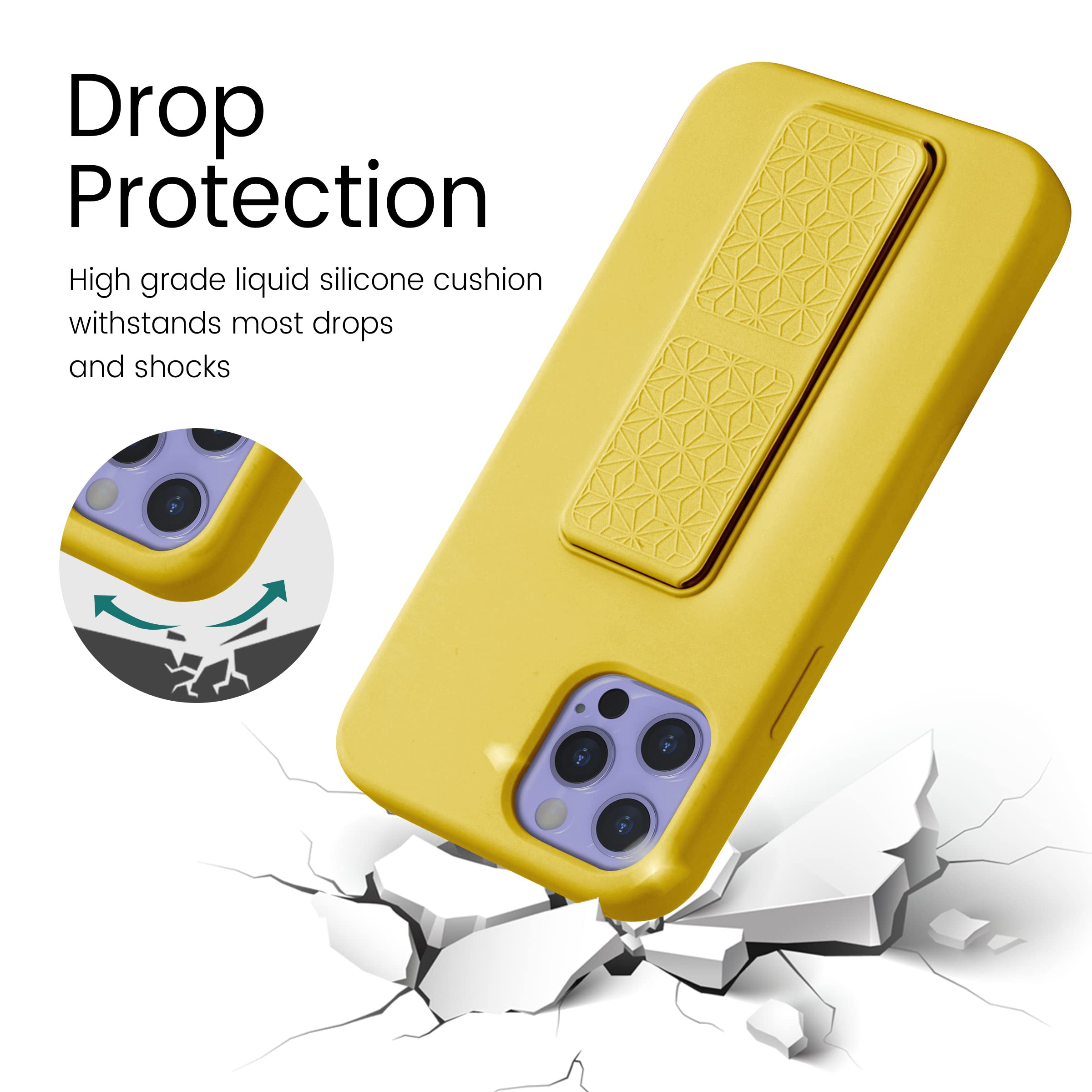 Laudtec Silicone Kickstand Case Compatible With Iphone 12/12 Pro Case Vertical And Horizontal Stand Hand Strap Metal Kickstand,