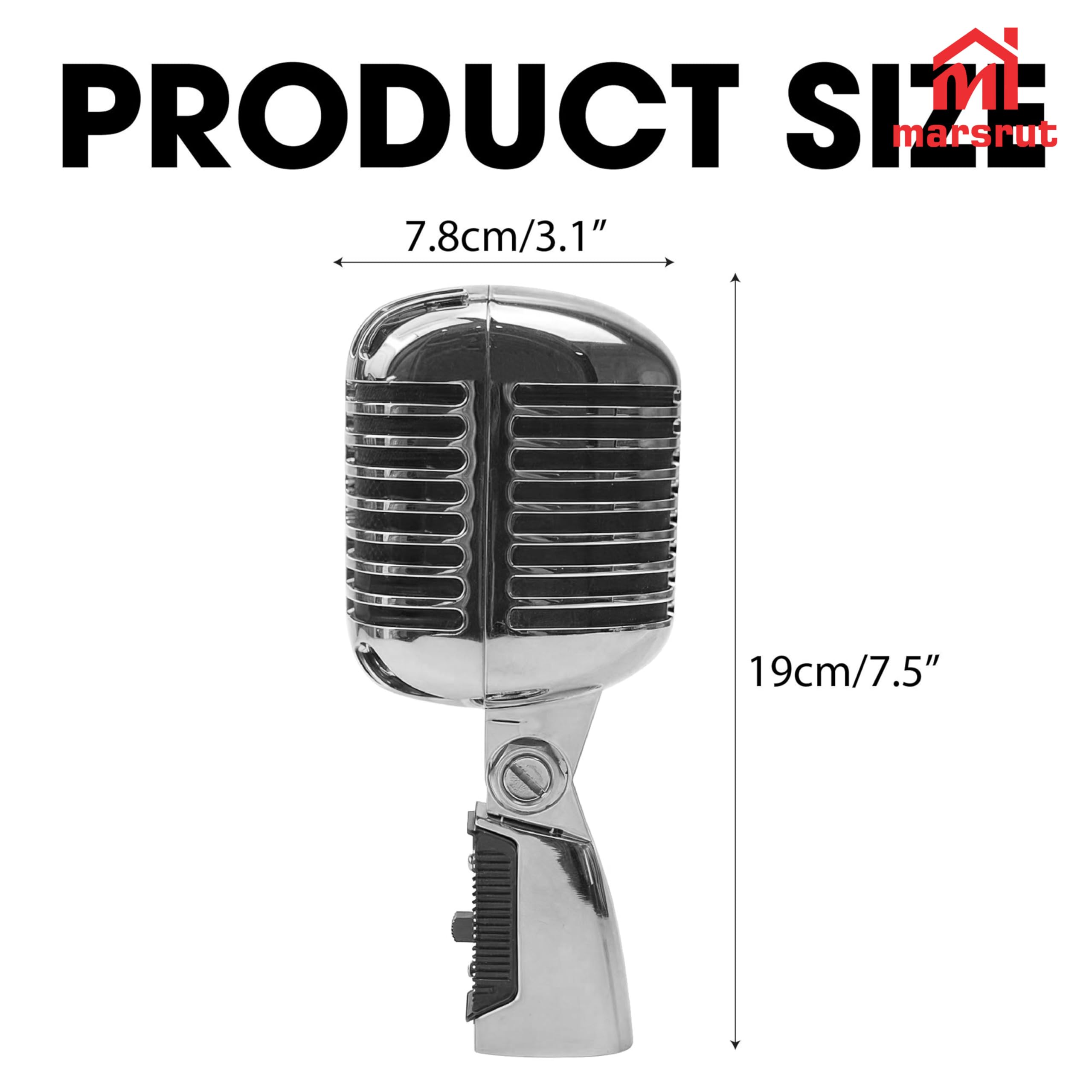 Vintage Microphone, Retro Old School Vocal Mic, Professional Classic Dynamic Wired Cardioid For Live Performance Karaoke Studio