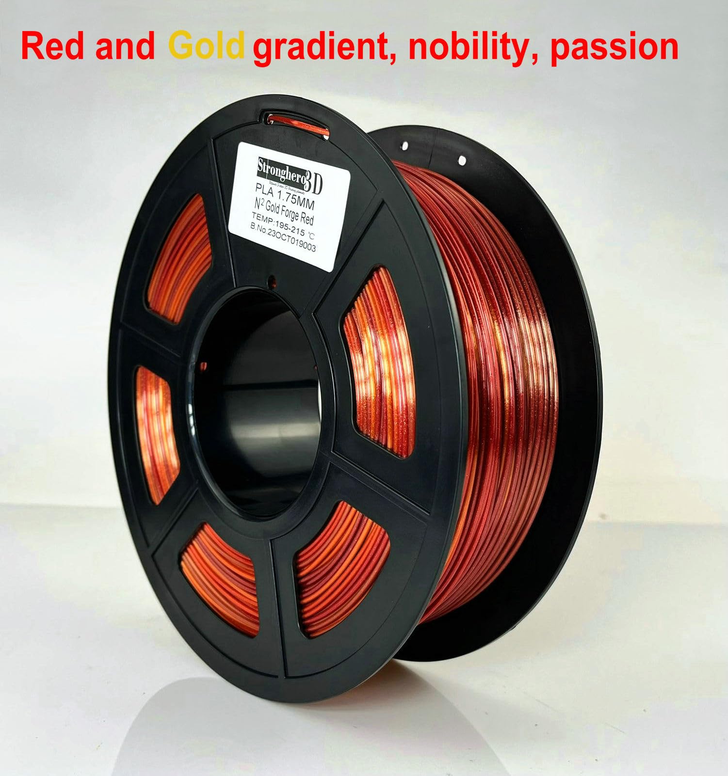 Stronghero3D Pla 3D Printer Filament 1.75Mm,Golden Fire, Silk Gold And Galaxy Red Appear At Intervals,1Kg(2.2Lbs) Accuracy +/ 0.