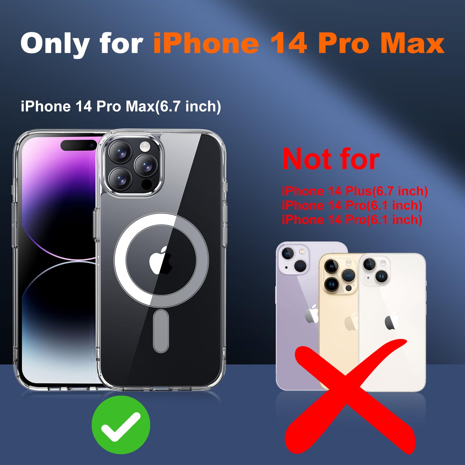 Jame For Iphone 14 Pro Max Case Clear, Iphone 14 Pro Max Case With 2*Screen Protectors, Compatible With Magsafe, Not Yellowing,
