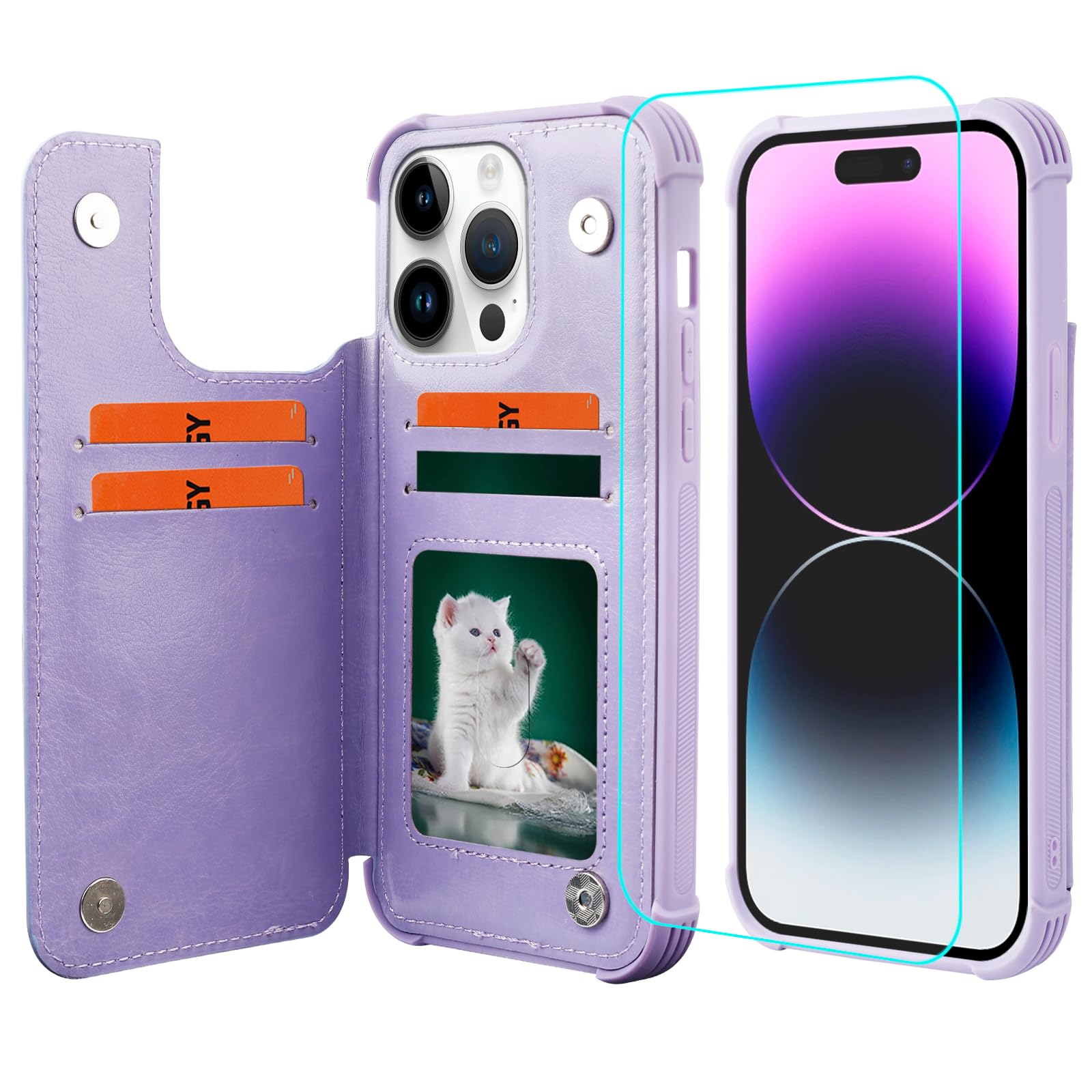 Vanavagy Wallet Case Compatible For Iphone 14 Pro Max For Women Men,Pu Leather Flip Folio Phone Case Cover Fits Magnetic Car Mou