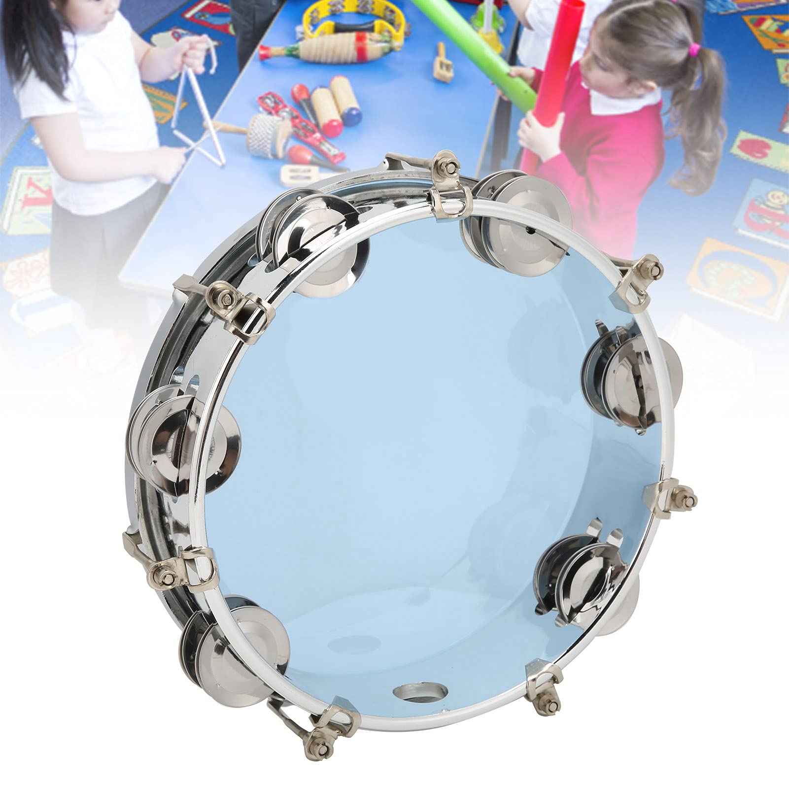 Ubersweet Hand Drum, Tambourine Adjustable Tone Less Vibration No Deformed Crisp Sound Small Overtone for Percussion Teaching(bl