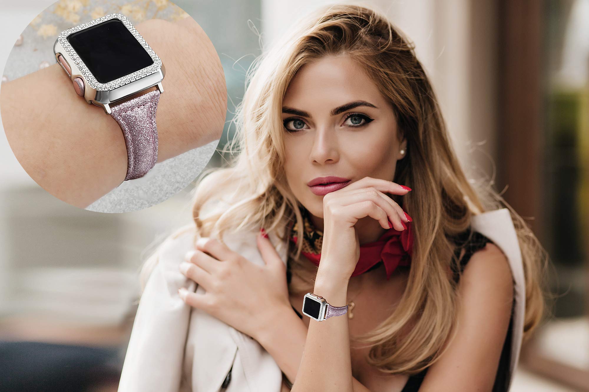 Secbolt Bling Case Compatible With Apple Watch Series 8 Series 7 45Mm, Full Cover Bumper Screen Protector For Iwatch 8/7 (Silver