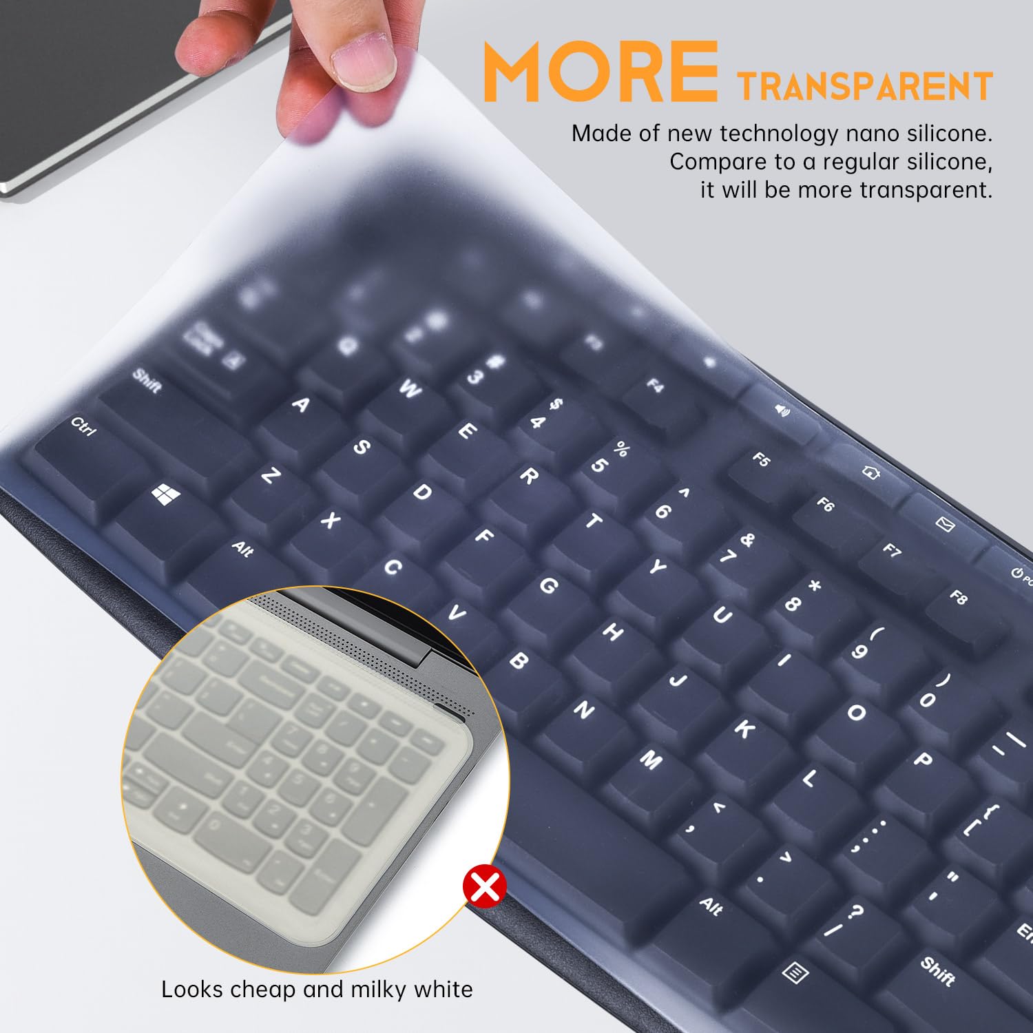 Universal Clear Waterproof Anti Dust Silicone Keyboard Protector Cover Skin For Standard Size Pc Computer Desktop Keyboards (Siz