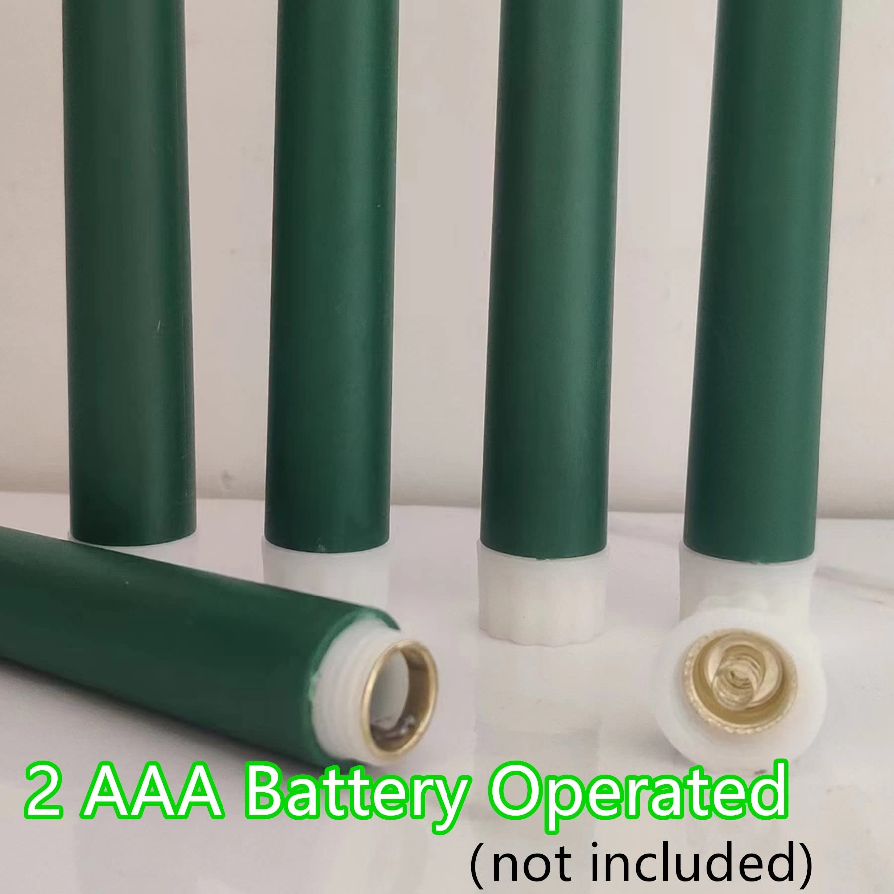 Ni Jasw Green Flameless Taper Candles With Remote Timer, Flickering Battery Led Candlesticks Set Of 6