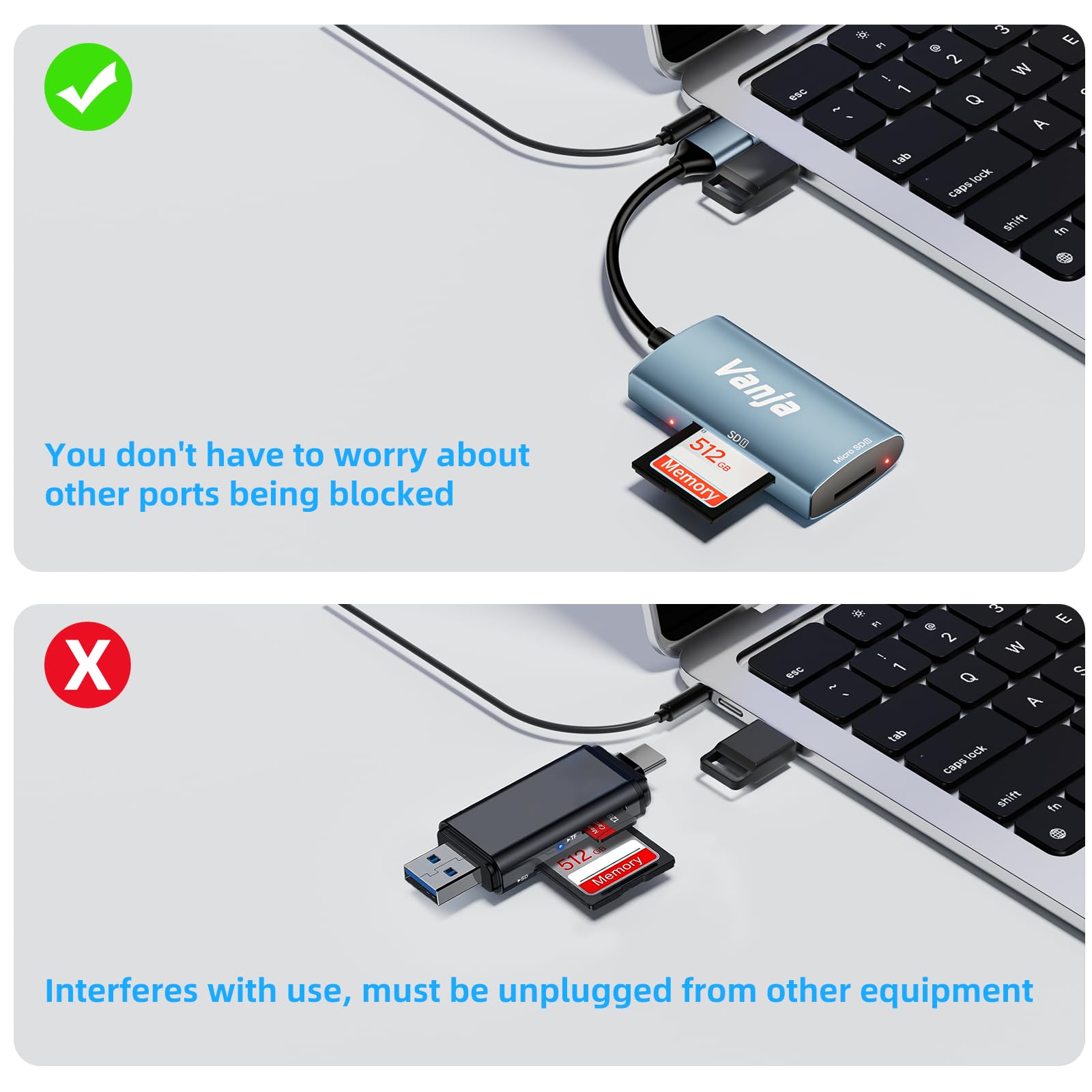 Usb Sd Card Reader, Usb 3.0 Micro Sd Card Adapter, Sd Card To Usb Adapter, Memory Card Reader, Vanja Sd Reader For Sd/Tf/Micro S