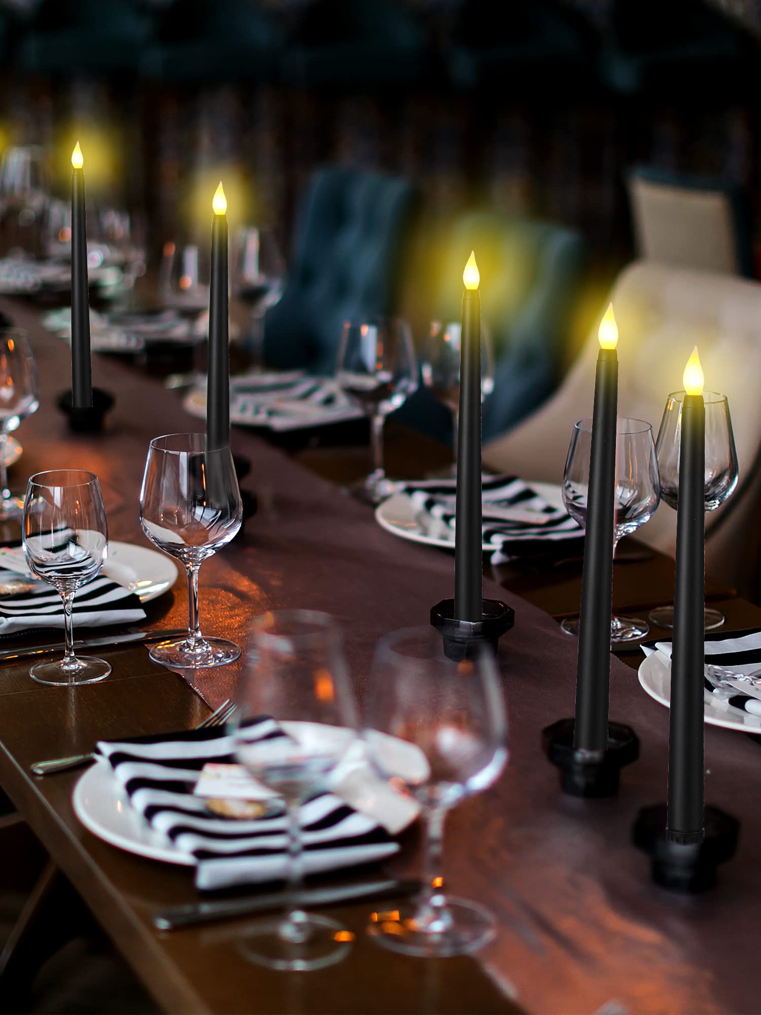 Treela 24 Pcs Flameless Taper Candles Bulk Led Taper Candles Sticks Battery Operated For Christmas Birthday Wedding Party Church