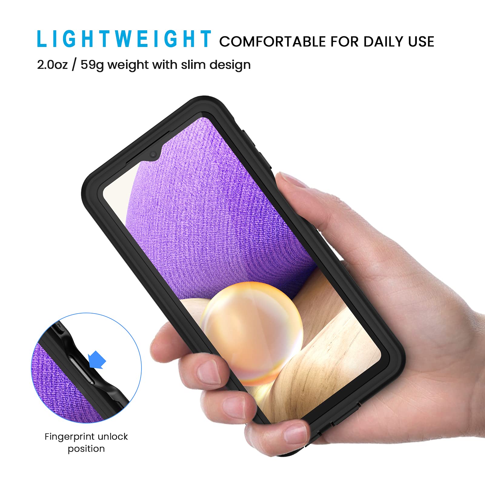 Lanhiem For Samsung Galaxy A32 5G Case, Ip68 Waterproof Dustproof With Built In Screen Protector, Heavy Duty Full Body Protectiv