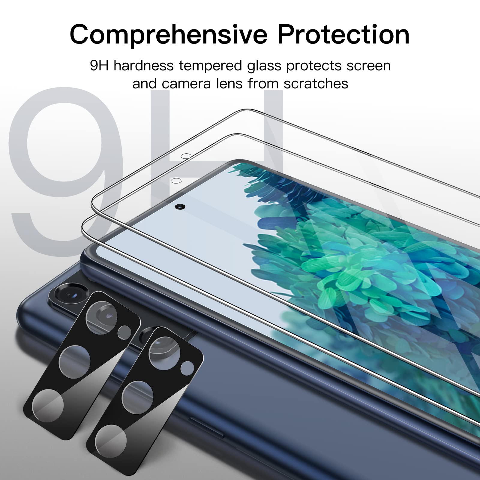 Jetech Screen Protector For Samsung Galaxy S20 Fe 6.5-Inch With Camera Lens Protector, Tempered Glass Film, Fingerprint Id Compa