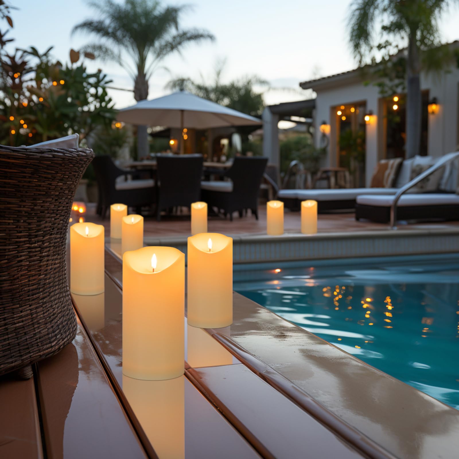 Hjandhj Green Flameless Candles With Timer   Glass Battery Operated Led Candles With 10 Key Remote, Ocean Theme Green Sandblast