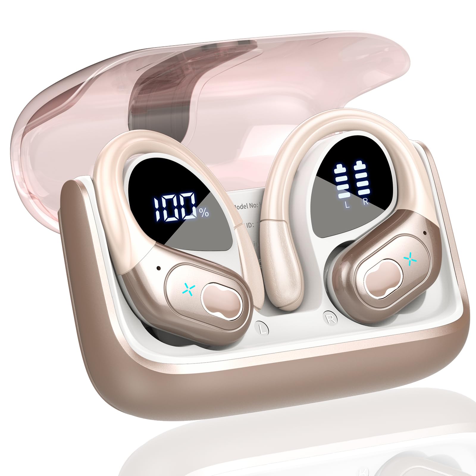 164 Language Translator Earbud, Bluetooth 5.4 Translator Earbuds, 75H Translators Headphones, Rose Gold
