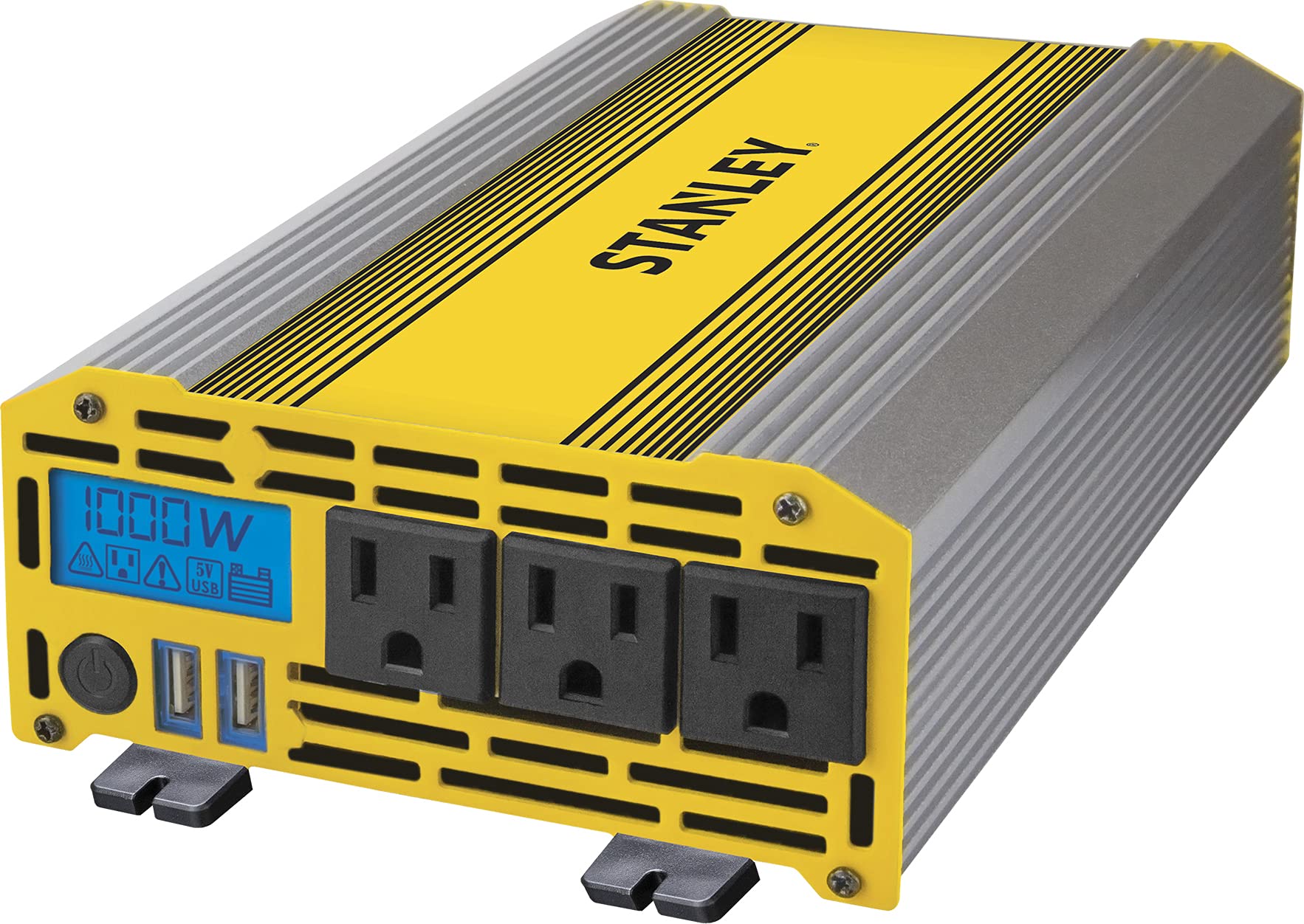 STANLEY PI1000S Power Inverter 1000W Car Converter: Triple AC Outlets, Dual 3.1A USB Ports, 12V DC Adapter